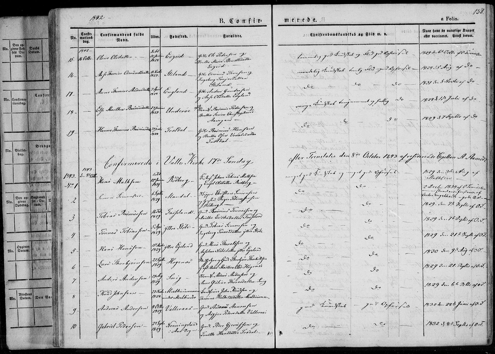 Sør-Audnedal sokneprestkontor, AV/SAK-1111-0039/F/Fa/Fab/L0006: Parish register (official) no. A 6, 1829-1855, p. 158