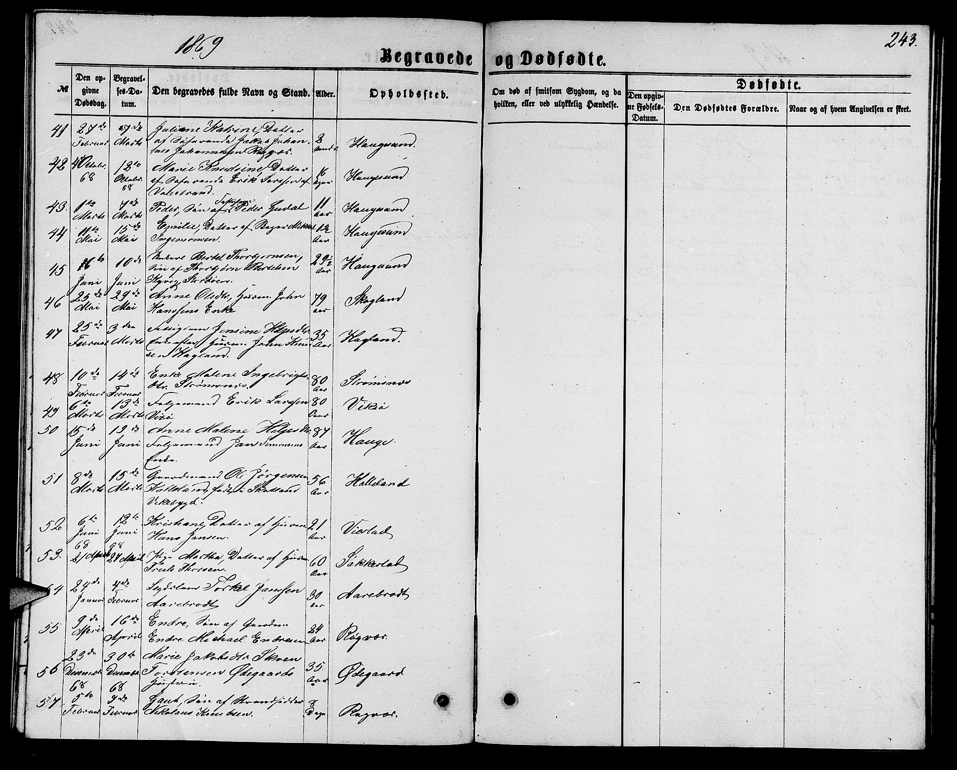 Torvastad sokneprestkontor, AV/SAST-A -101857/H/Ha/Hab/L0007: Parish register (copy) no. B 7, 1866-1873, p. 243