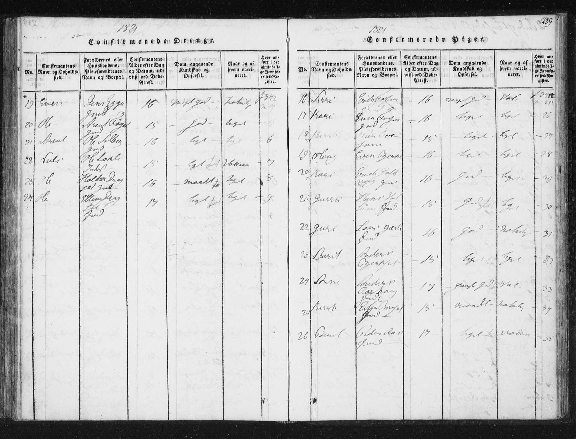 Ministerialprotokoller, klokkerbøker og fødselsregistre - Sør-Trøndelag, AV/SAT-A-1456/689/L1037: Parish register (official) no. 689A02, 1816-1842, p. 239