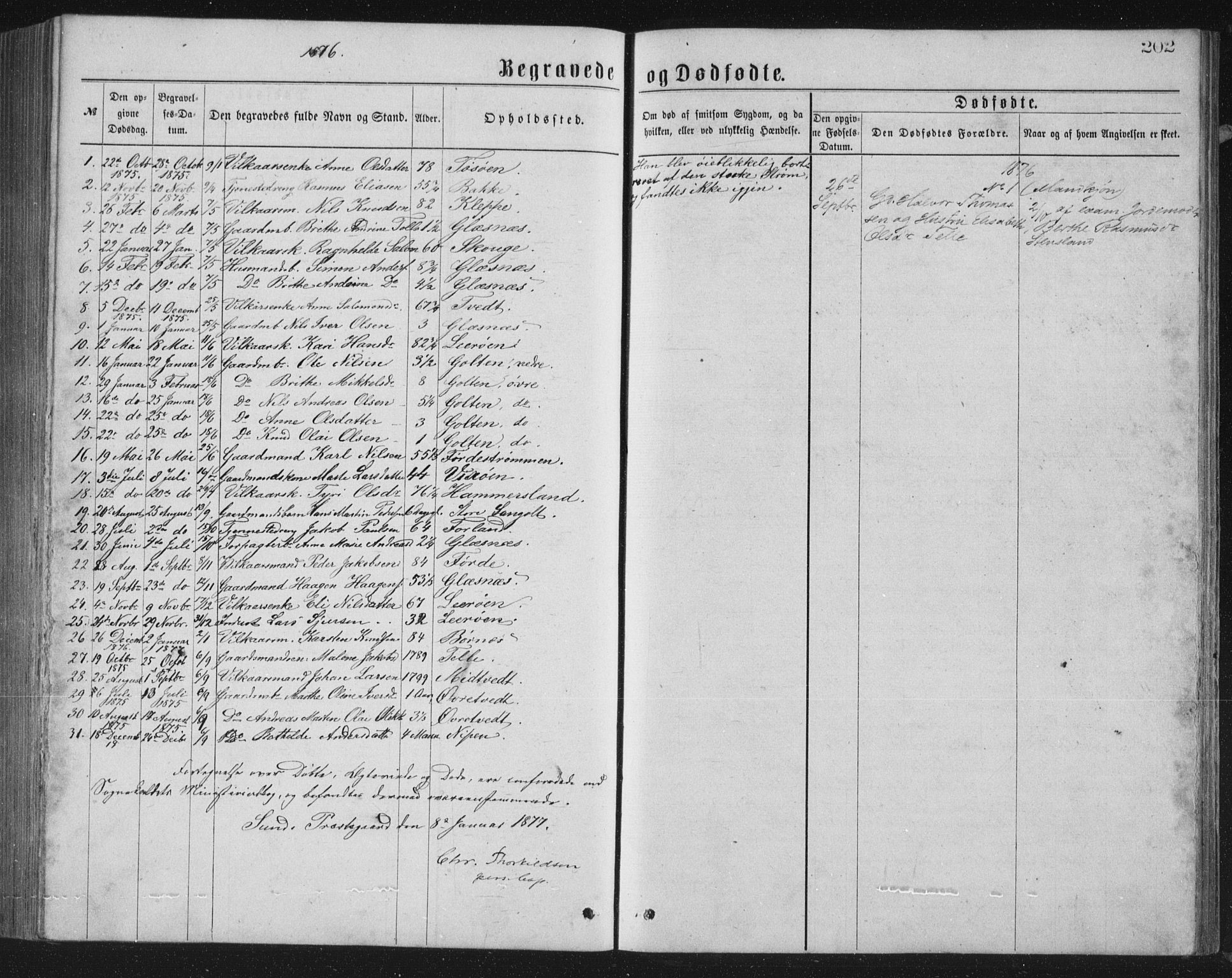 Sund sokneprestembete, SAB/A-99930: Parish register (copy) no. B 2, 1874-1881, p. 202