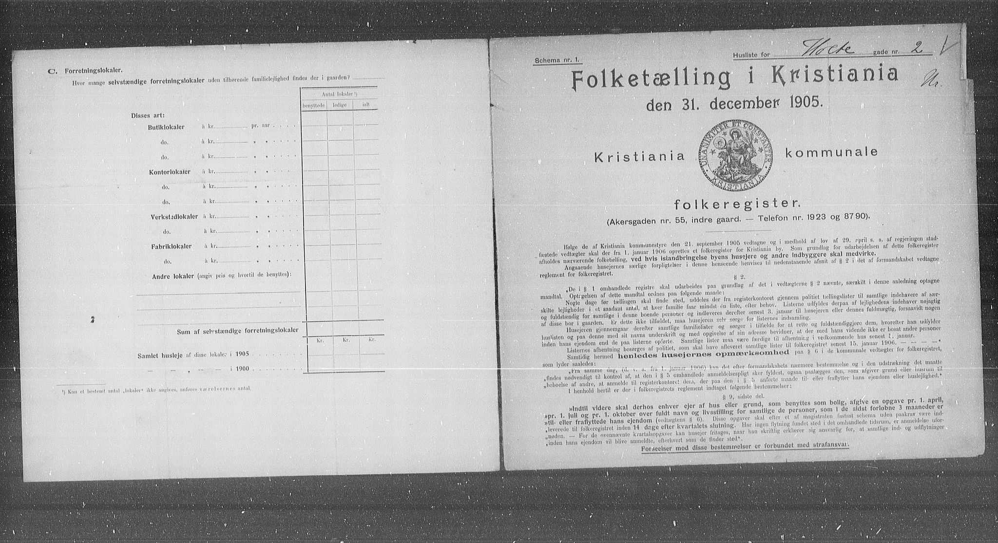 OBA, Municipal Census 1905 for Kristiania, 1905, p. 21365