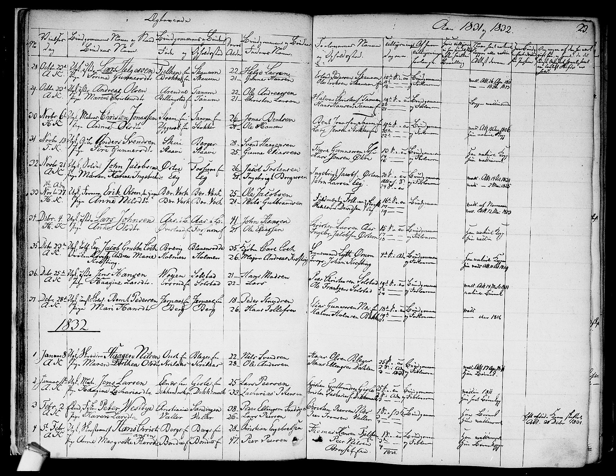 Asker prestekontor Kirkebøker, SAO/A-10256a/F/Fa/L0010: Parish register (official) no. I 10, 1825-1878, p. 23