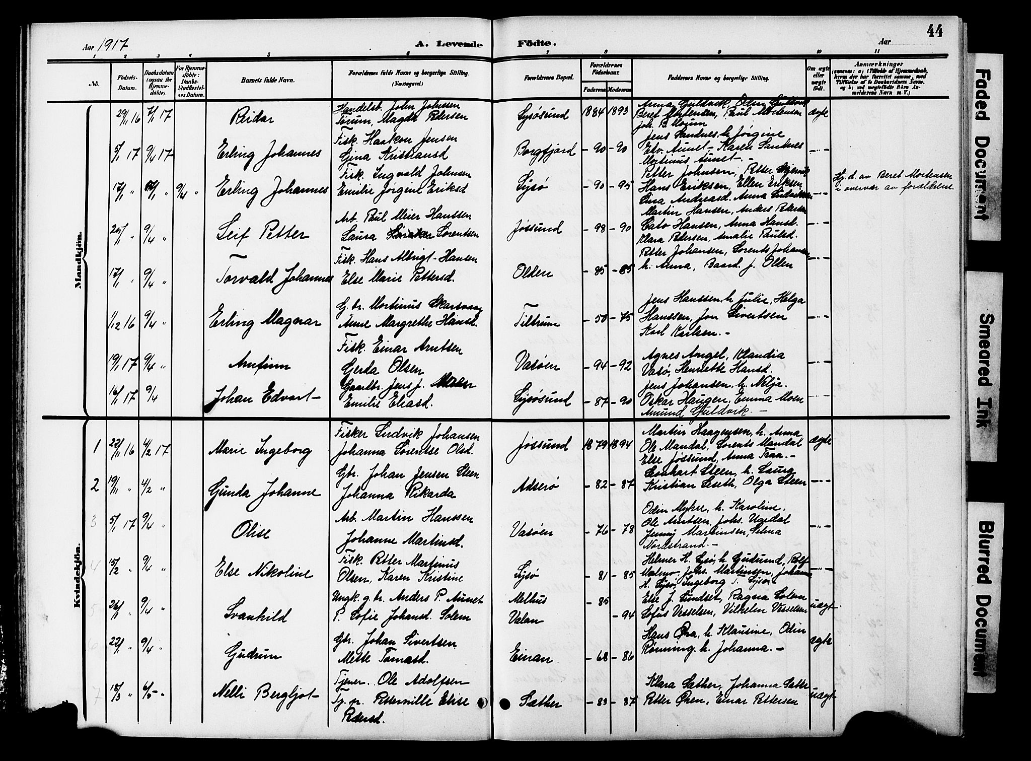 Ministerialprotokoller, klokkerbøker og fødselsregistre - Sør-Trøndelag, AV/SAT-A-1456/654/L0666: Parish register (copy) no. 654C02, 1901-1925, p. 44