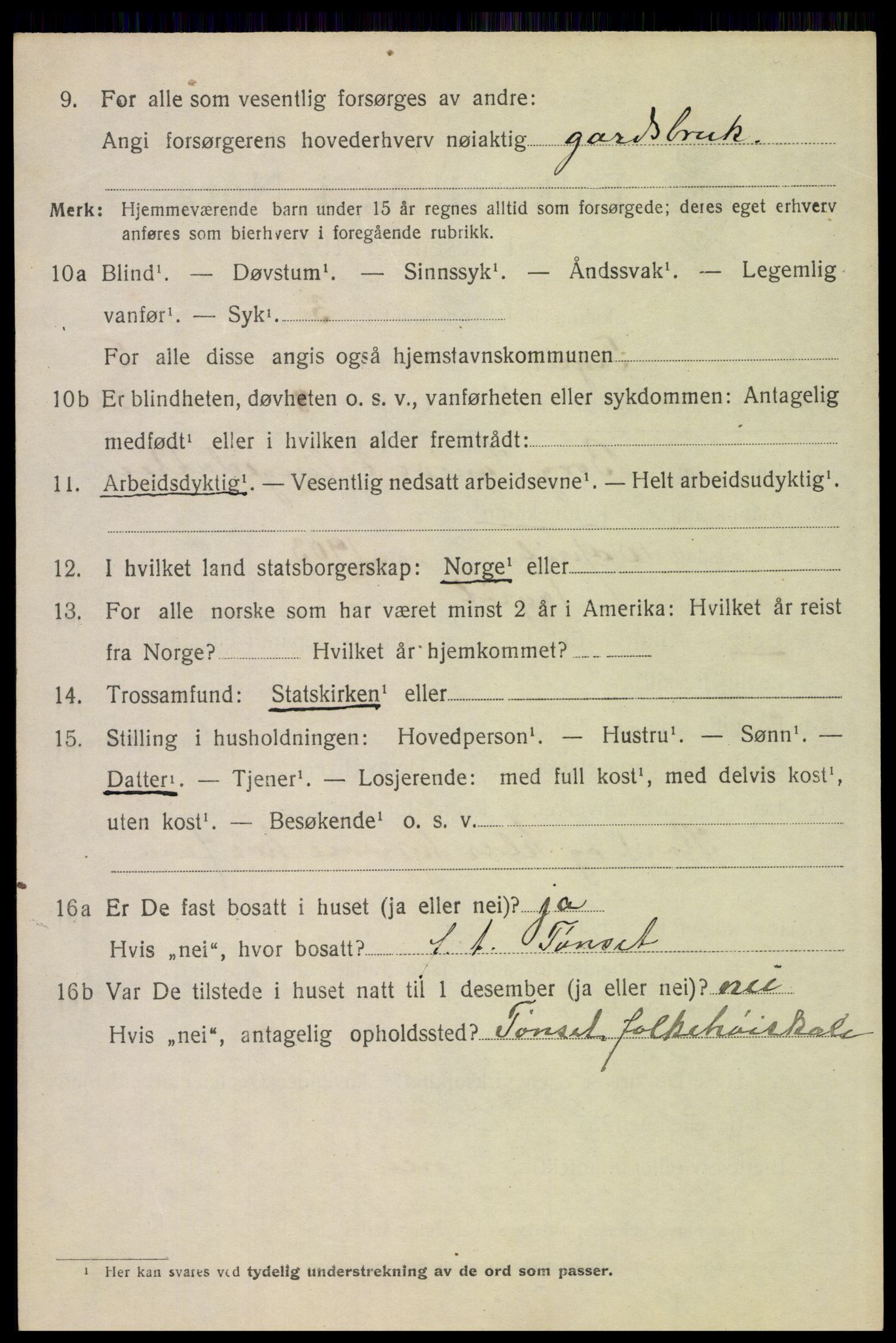 SAH, 1920 census for Trysil, 1920, p. 4316