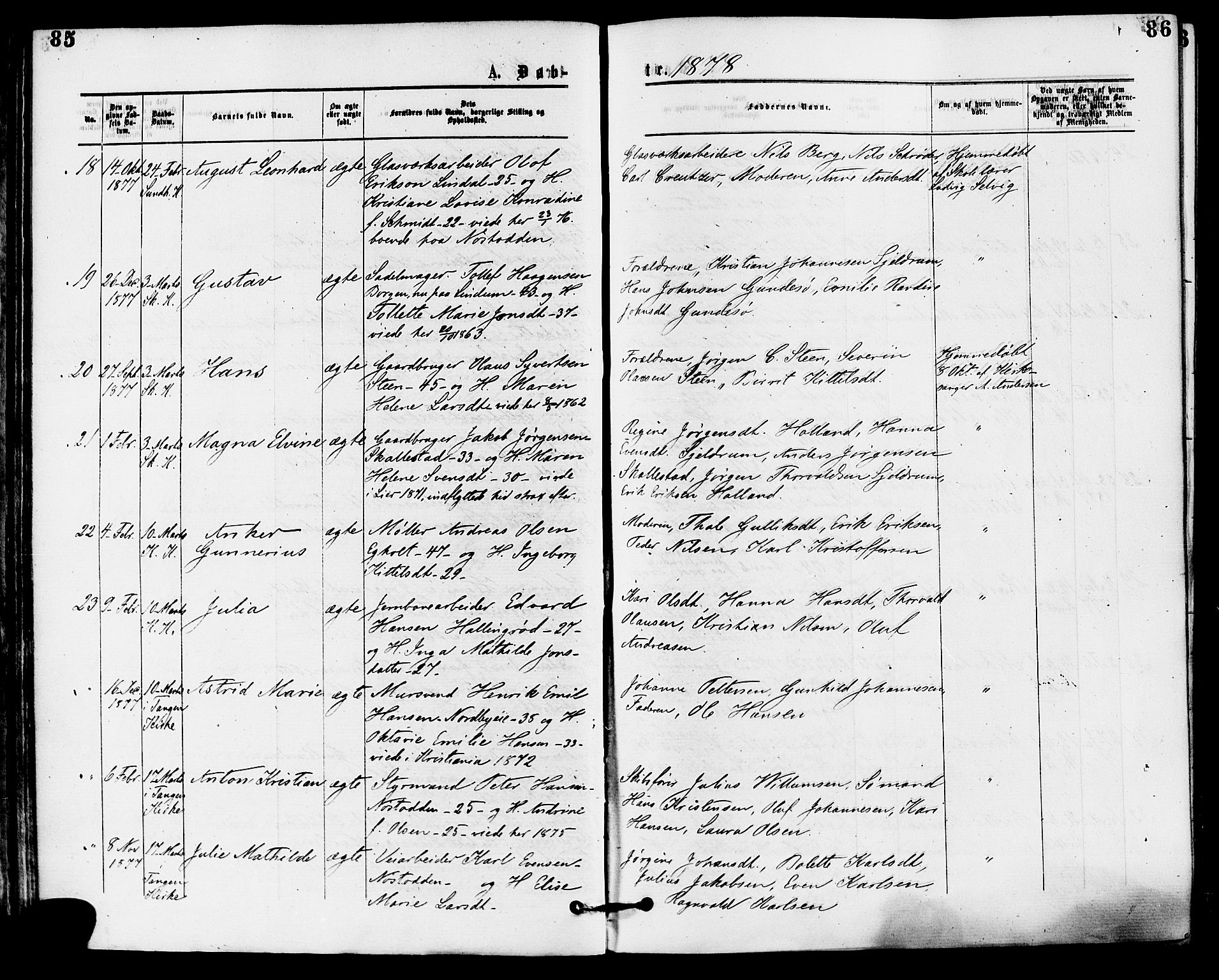 Skoger kirkebøker, SAKO/A-59/F/Fa/L0005: Parish register (official) no. I 5, 1873-1884, p. 85-86
