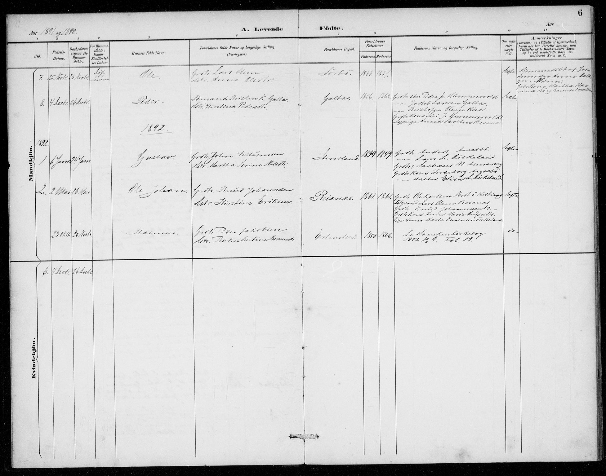 Rennesøy sokneprestkontor, SAST/A -101827/H/Ha/Haa/L0016: Parish register (official) no. A 16, 1891-1924, p. 6