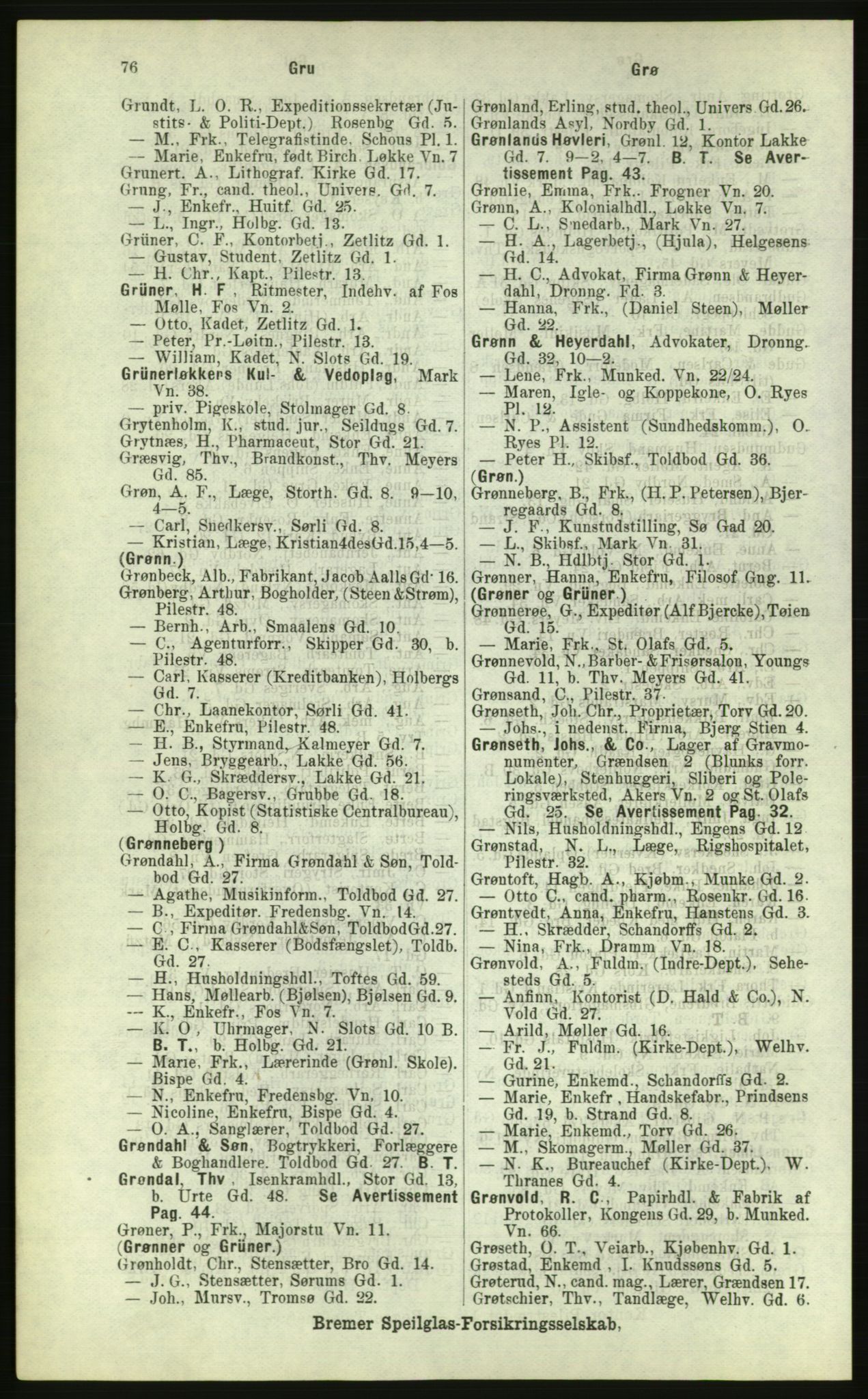 Kristiania/Oslo adressebok, PUBL/-, 1884, p. 76