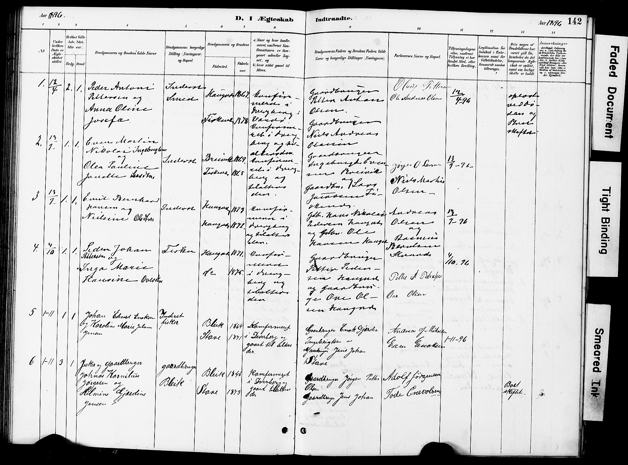 Ministerialprotokoller, klokkerbøker og fødselsregistre - Nordland, AV/SAT-A-1459/899/L1448: Parish register (copy) no. 899C03, 1887-1902, p. 142