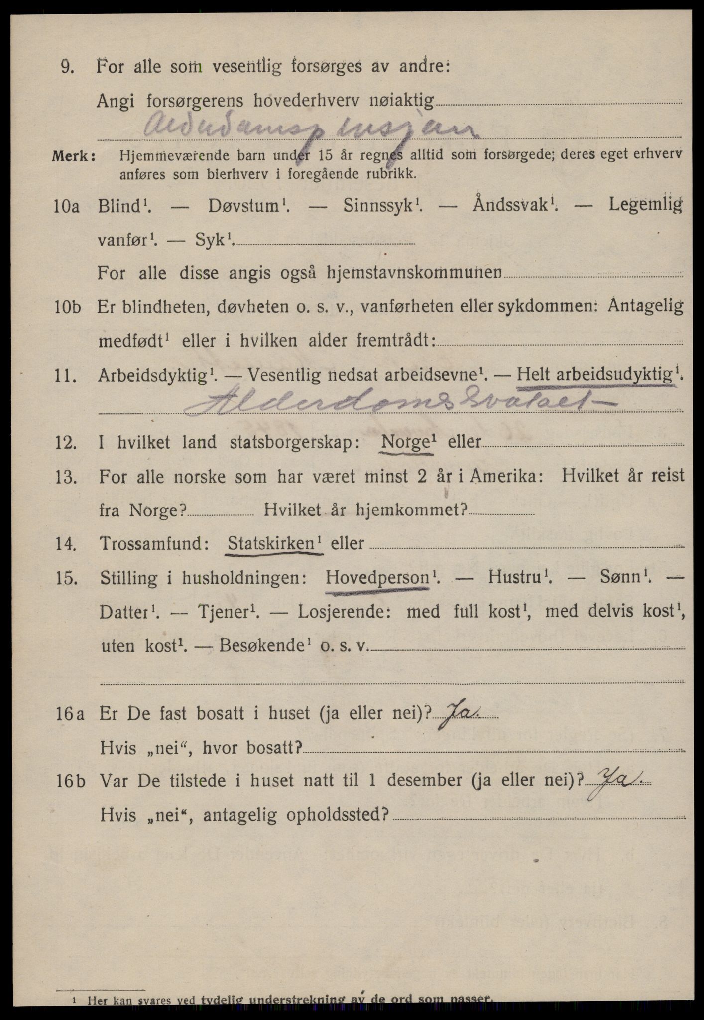 SAT, 1920 census for Kristiansund, 1920, p. 26426