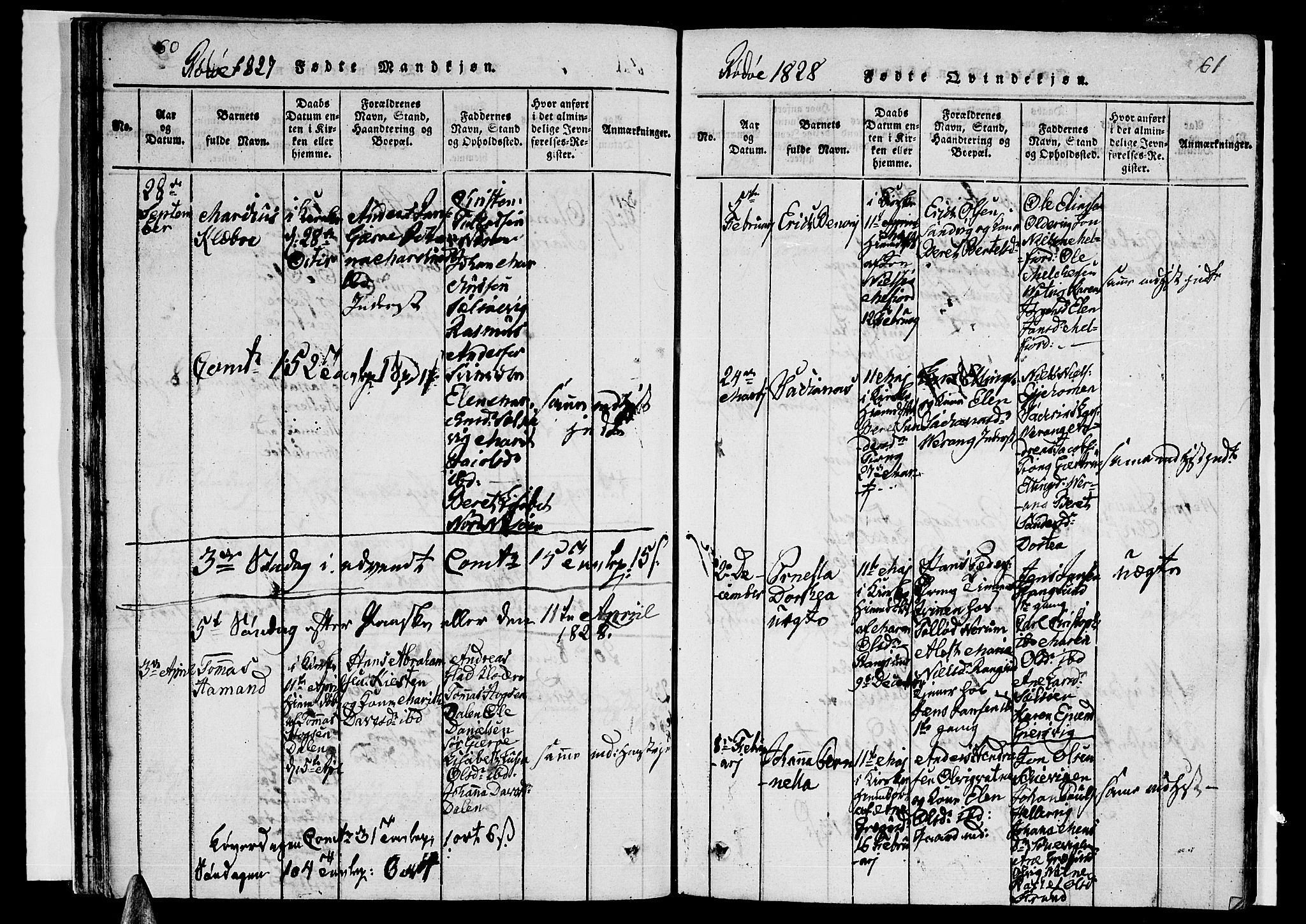 Ministerialprotokoller, klokkerbøker og fødselsregistre - Nordland, AV/SAT-A-1459/841/L0616: Parish register (copy) no. 841C01 /1, 1820-1832, p. 60-61