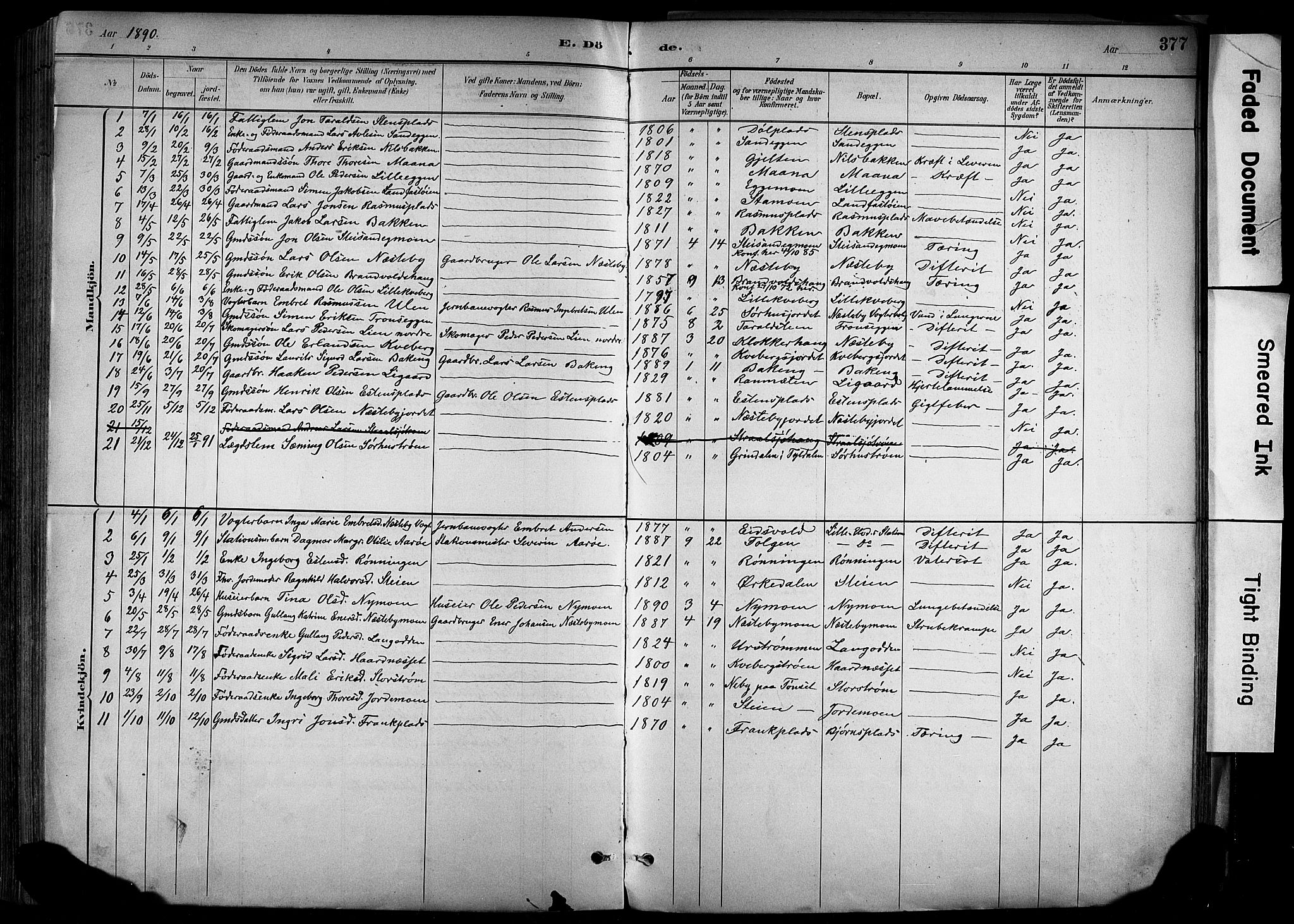 Alvdal prestekontor, SAH/PREST-060/H/Ha/Haa/L0002: Parish register (official) no. 2, 1883-1906, p. 377