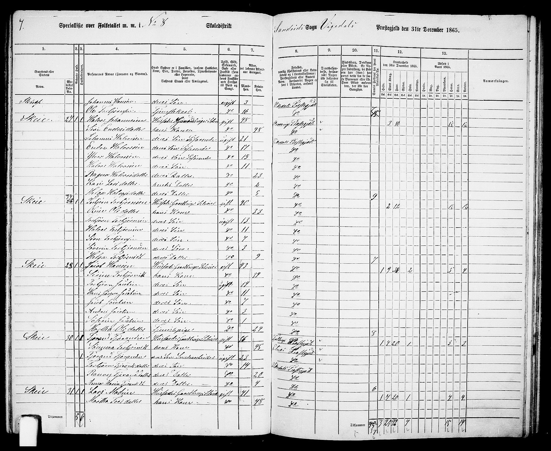 RA, 1865 census for Vikedal, 1865, p. 75