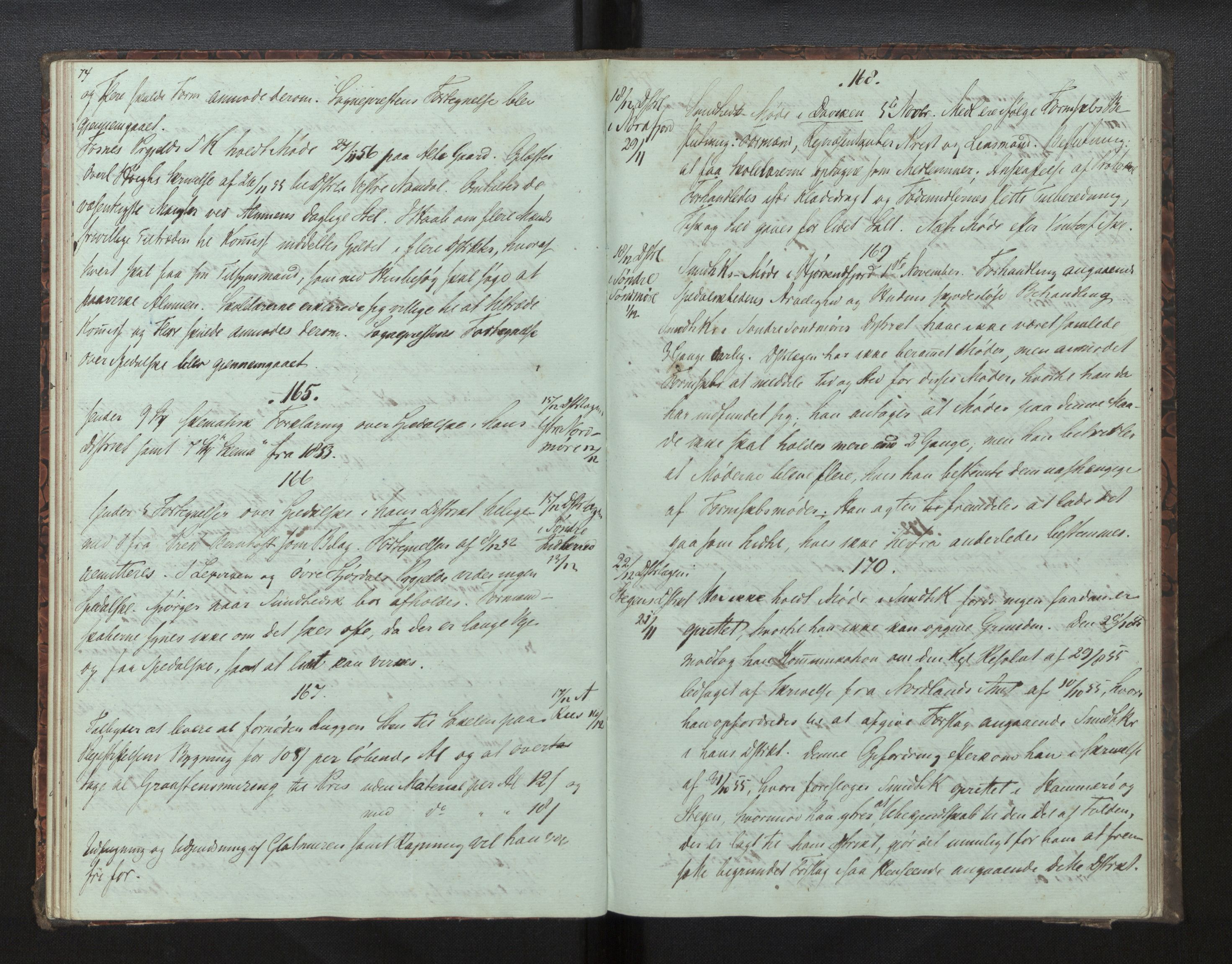 Lepraarkiver - Overlegen for den spedalske sykdom, AV/SAB-A-61001/B.c/L0001: Journal, 1854-1859, p. 74-75