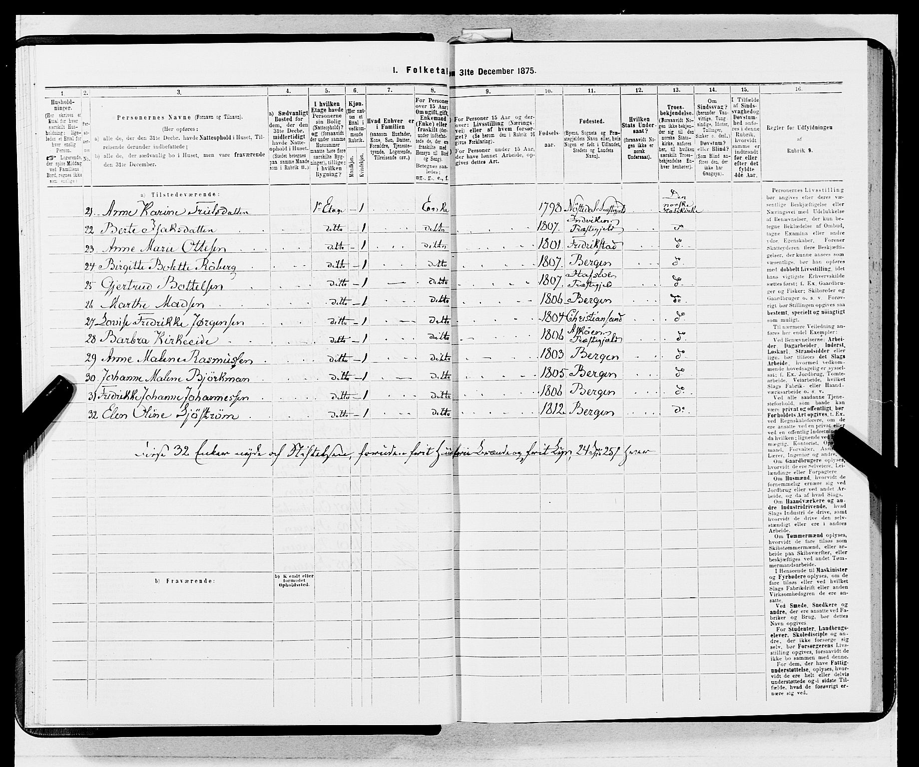 SAB, 1875 census for 1301 Bergen, 1875, p. 4127