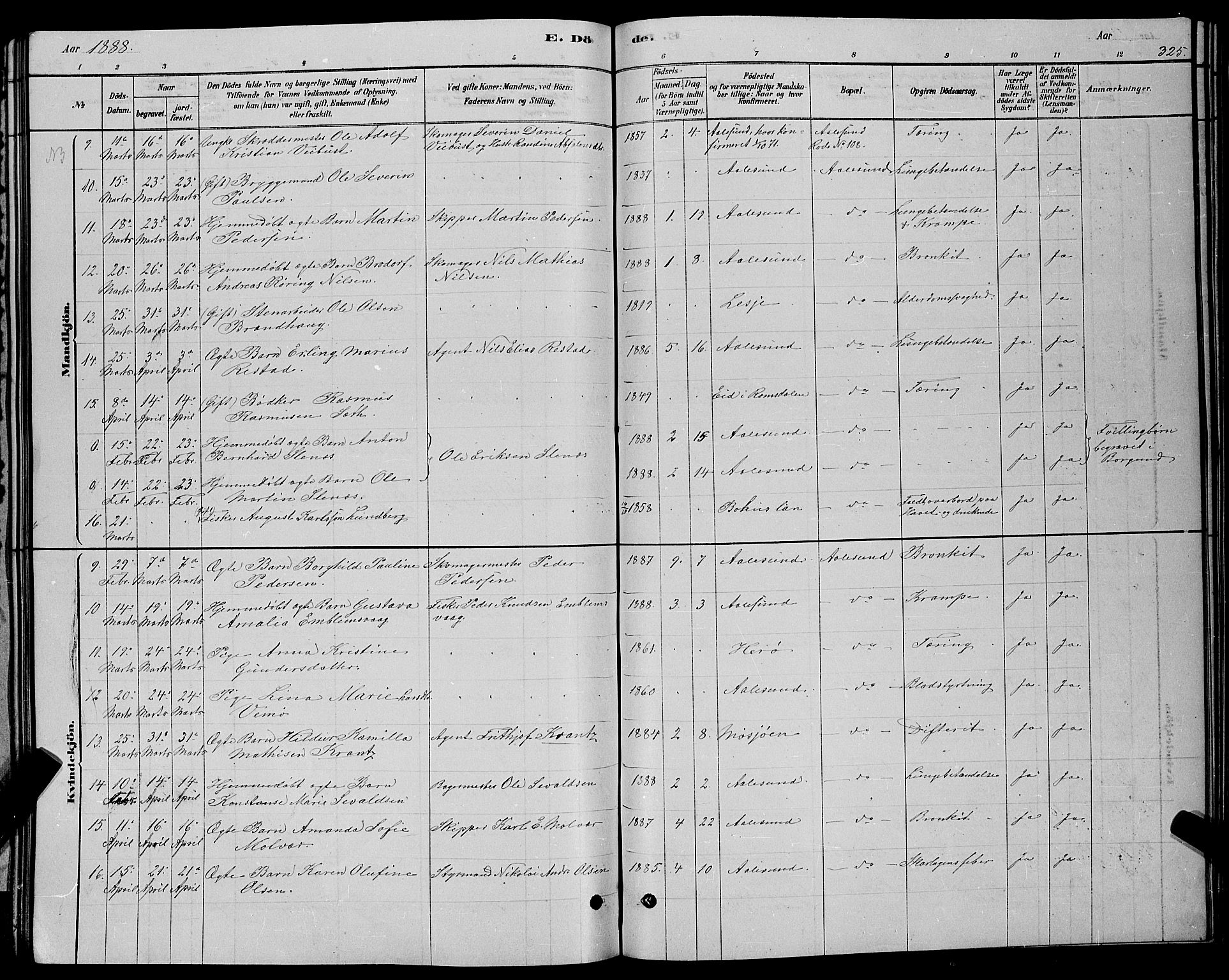 Ministerialprotokoller, klokkerbøker og fødselsregistre - Møre og Romsdal, AV/SAT-A-1454/529/L0466: Parish register (copy) no. 529C03, 1878-1888, p. 325