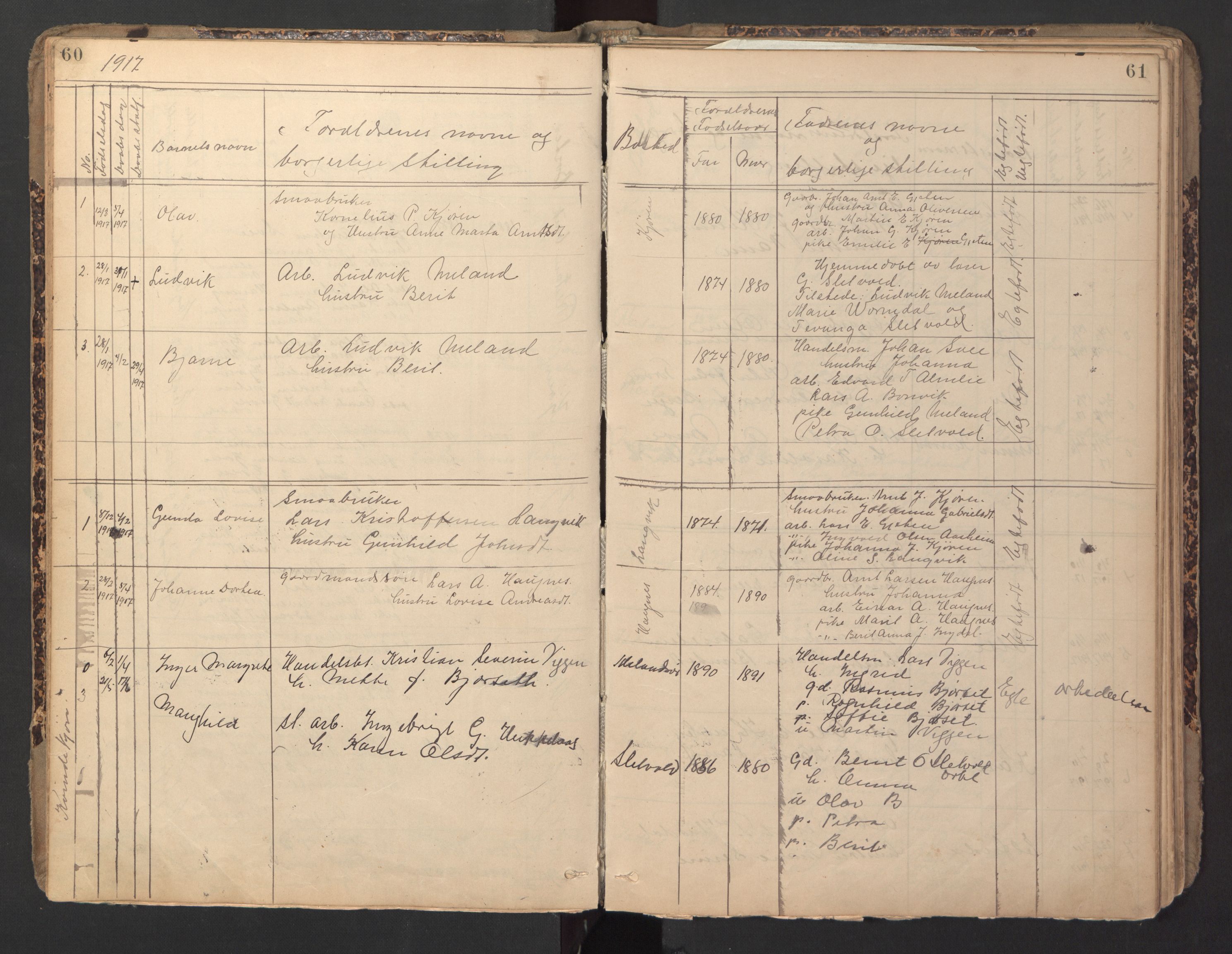 Ministerialprotokoller, klokkerbøker og fødselsregistre - Sør-Trøndelag, SAT/A-1456/670/L0837: Parish register (copy) no. 670C01, 1905-1946, p. 60-61
