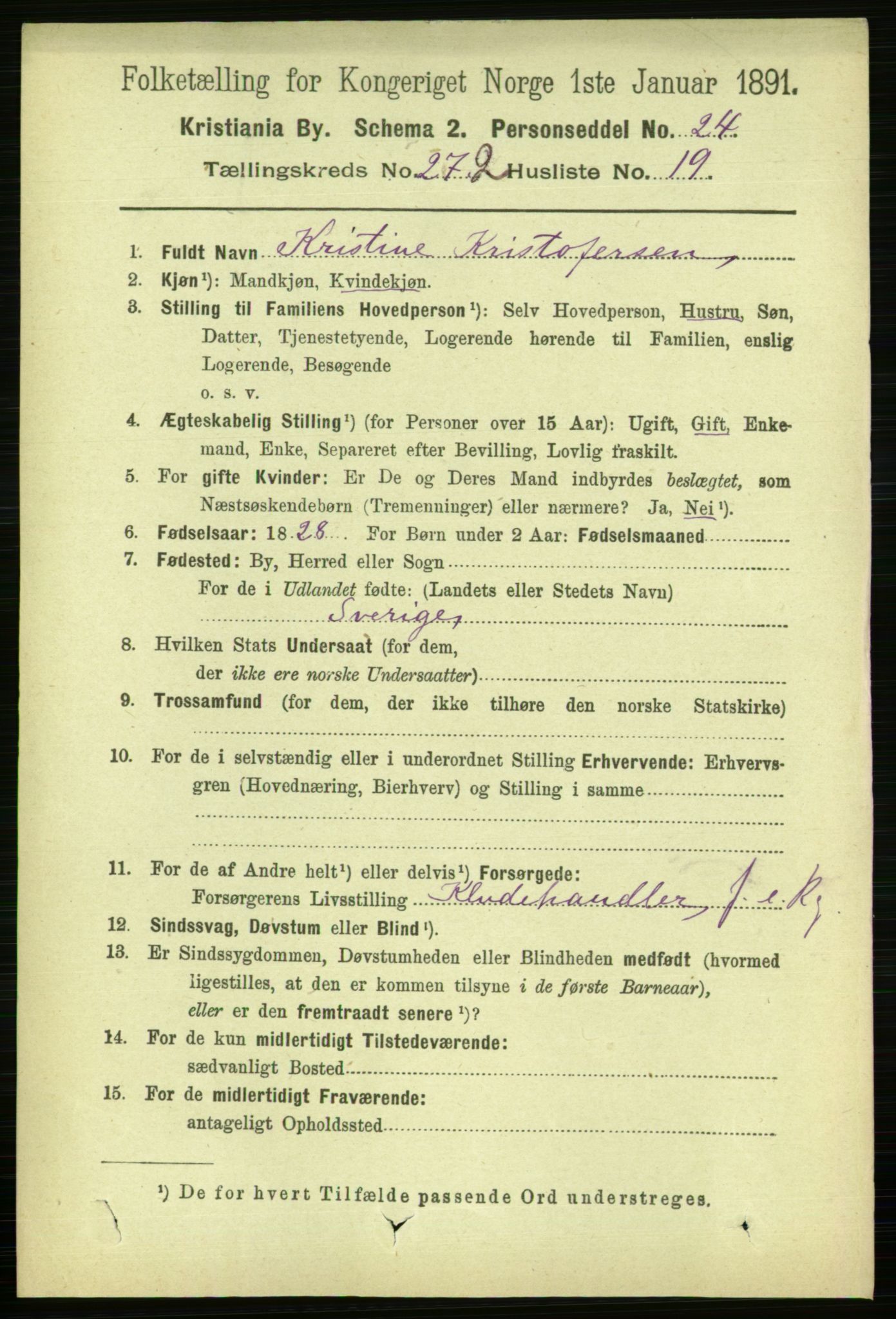 RA, 1891 census for 0301 Kristiania, 1891, p. 165691