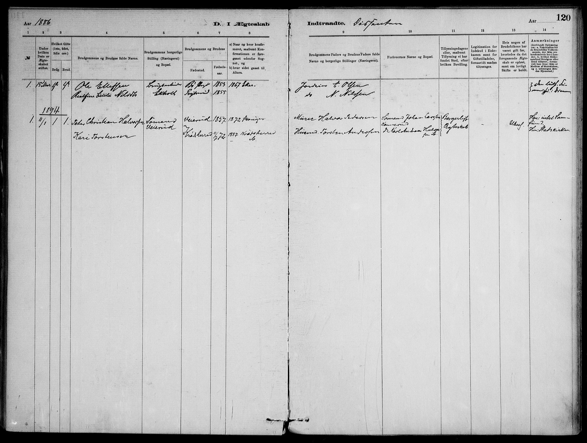 Skoger kirkebøker, SAKO/A-59/F/Fb/L0001: Parish register (official) no. II 1, 1885-1913, p. 120