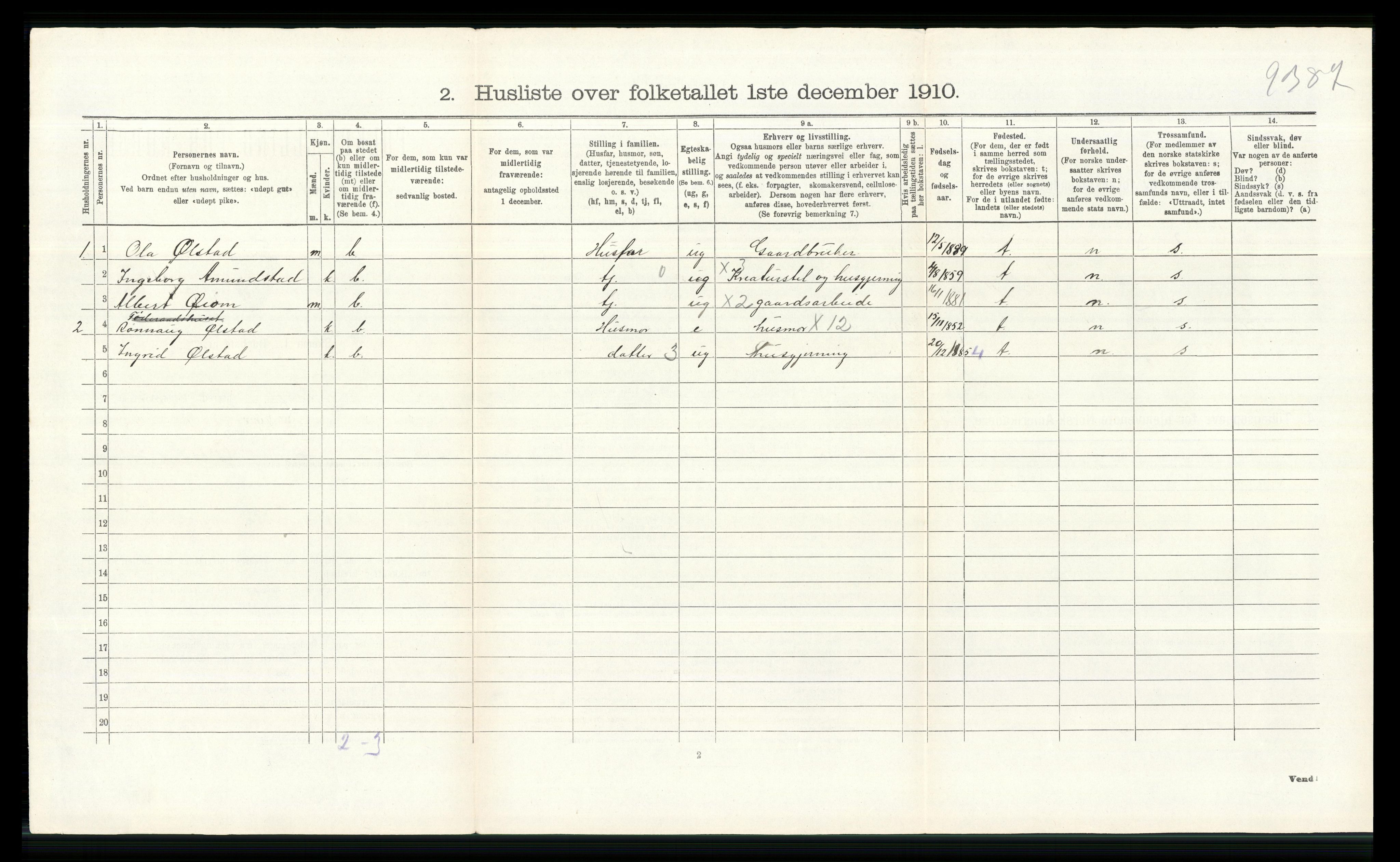 RA, 1910 census for Lesja, 1910, p. 714