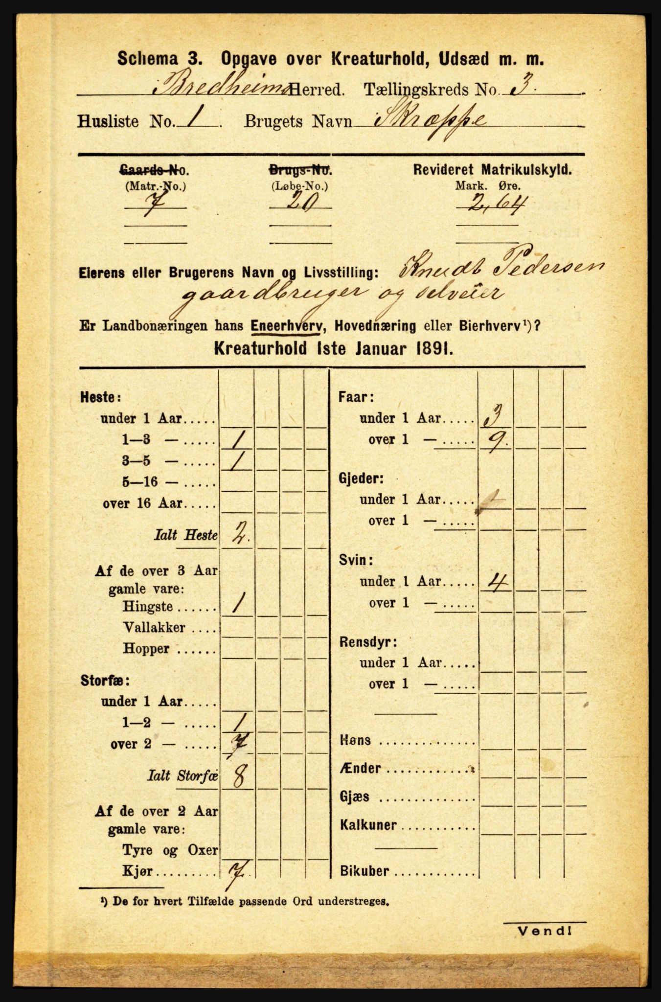 RA, 1891 census for 1446 Breim, 1891, p. 2548