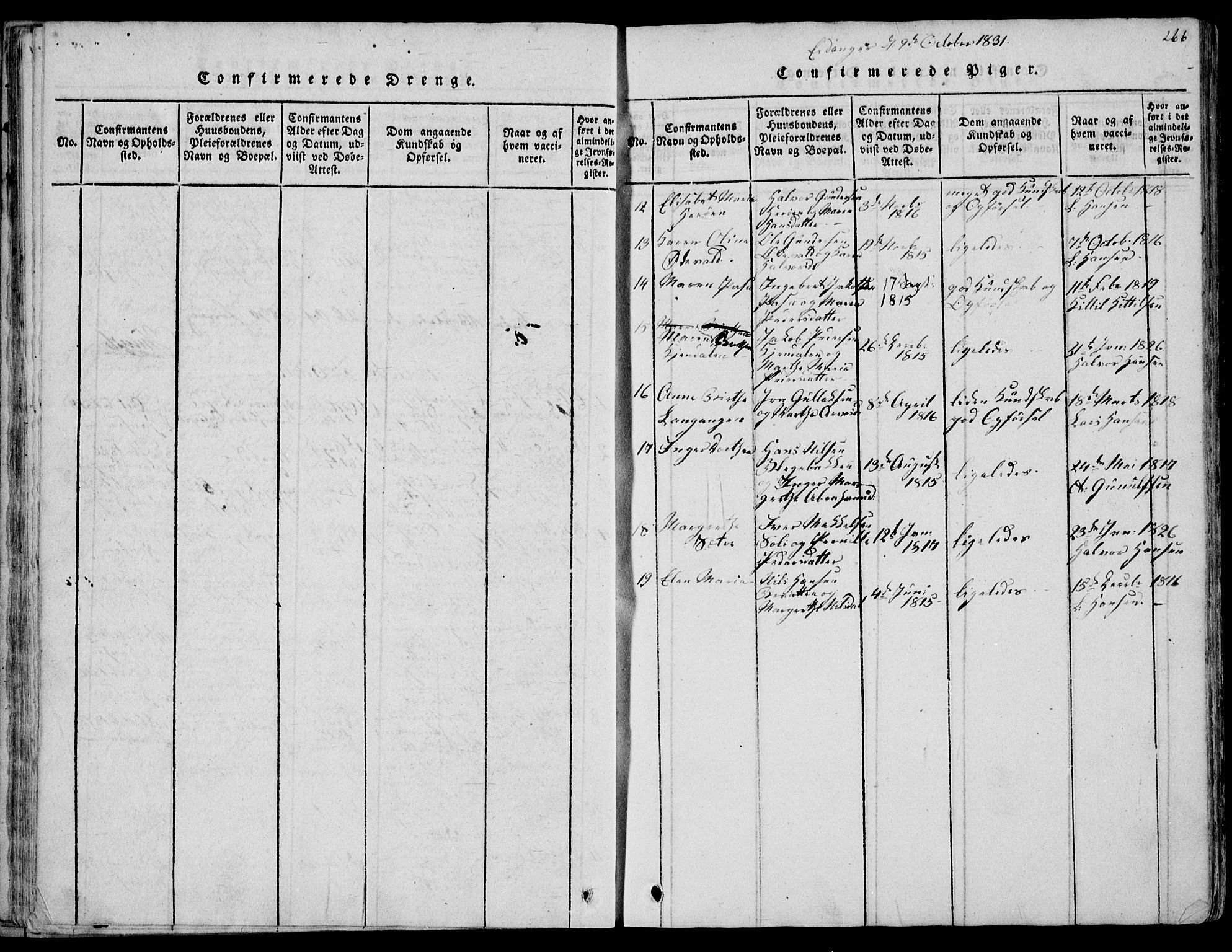 Eidanger kirkebøker, AV/SAKO-A-261/F/Fa/L0007: Parish register (official) no. 7, 1814-1831, p. 266