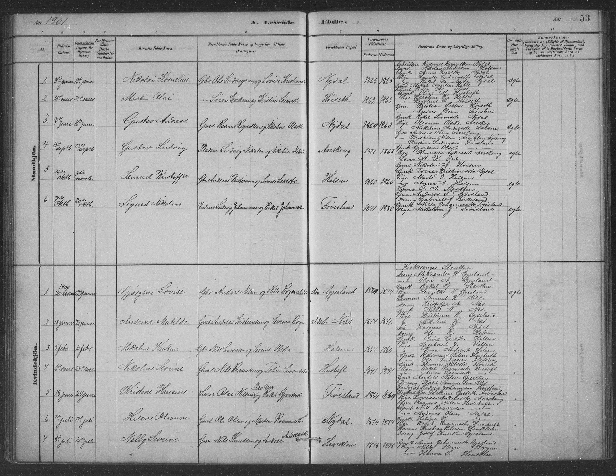 Førde sokneprestembete, AV/SAB-A-79901/H/Hab/Habc/L0002: Parish register (copy) no. C 2, 1881-1911, p. 53