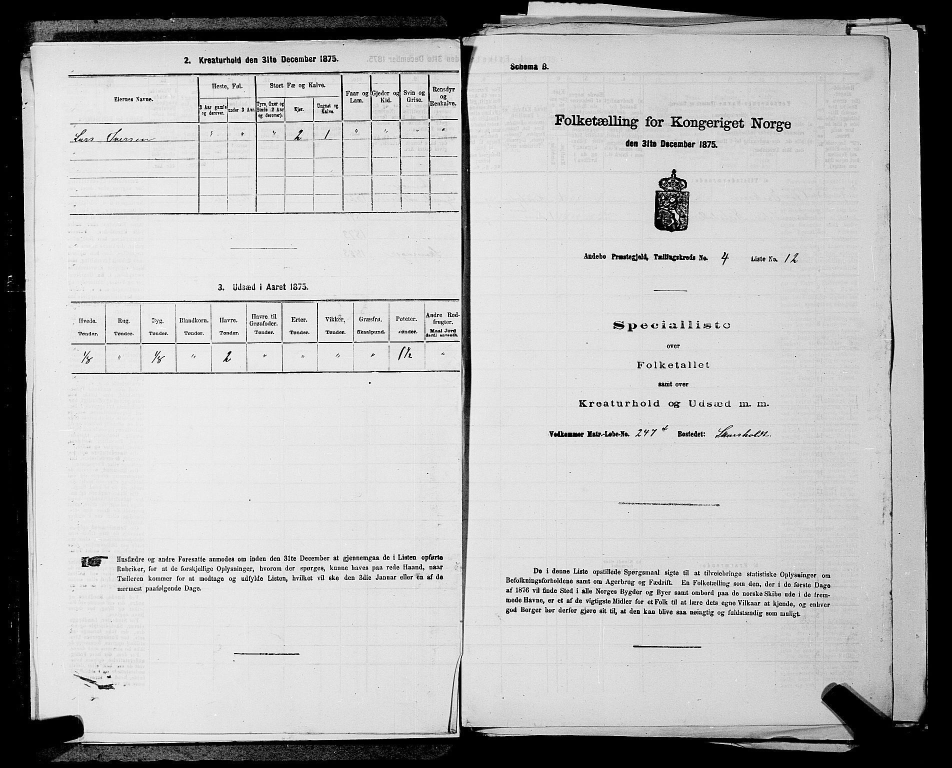 SAKO, 1875 census for 0719P Andebu, 1875, p. 451