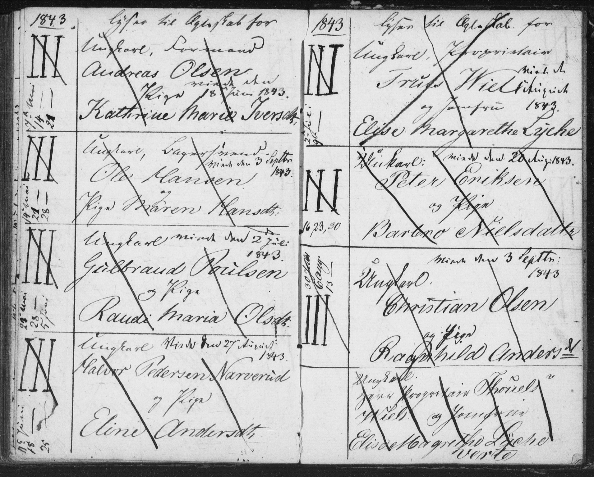 Bragernes kirkebøker, SAKO/A-6/H/Ha/L0002: Banns register no. 2, 1832-1846