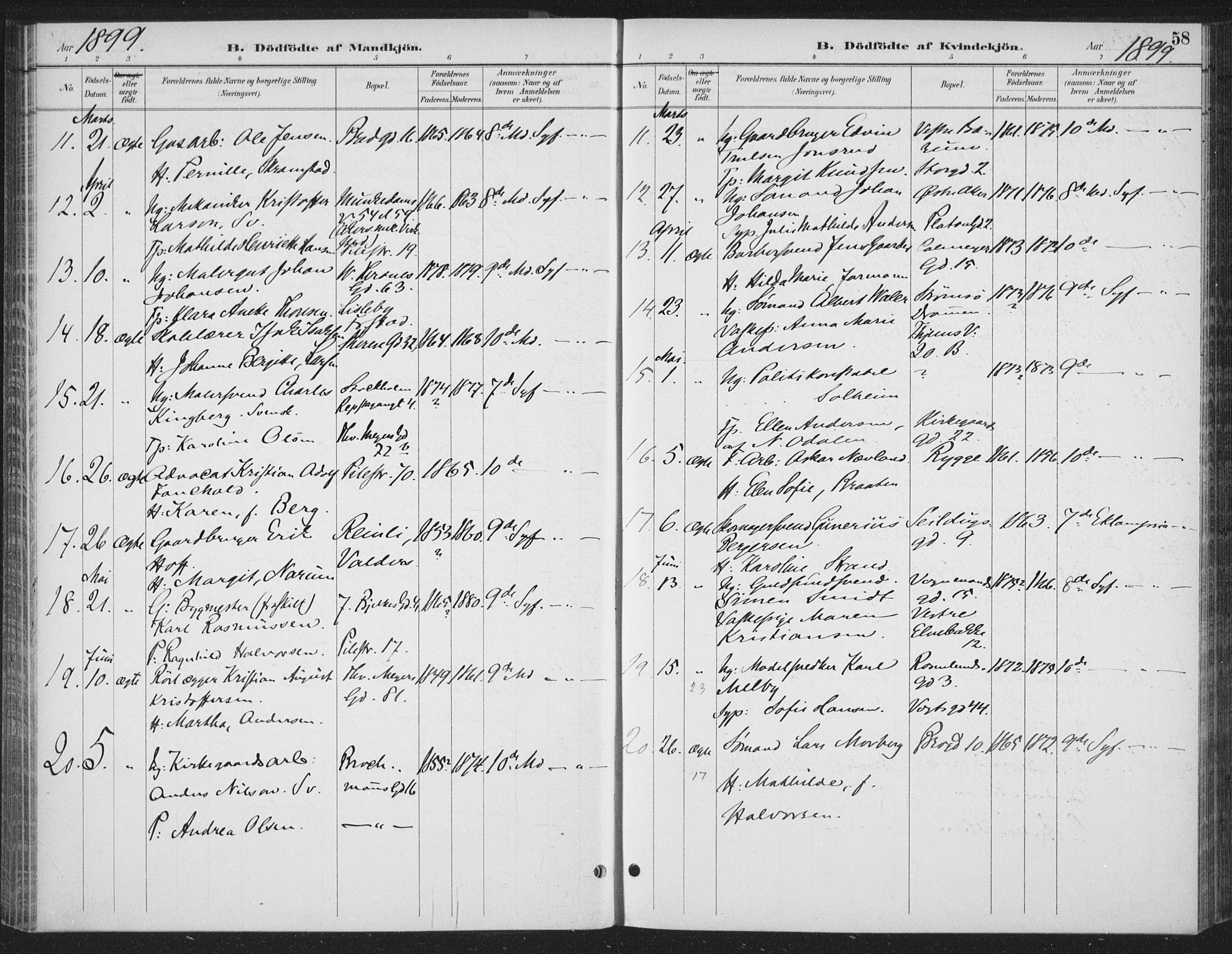 Rikshospitalet prestekontor Kirkebøker, AV/SAO-A-10309b/F/L0010: Parish register (official) no. 10, 1888-1912, p. 58