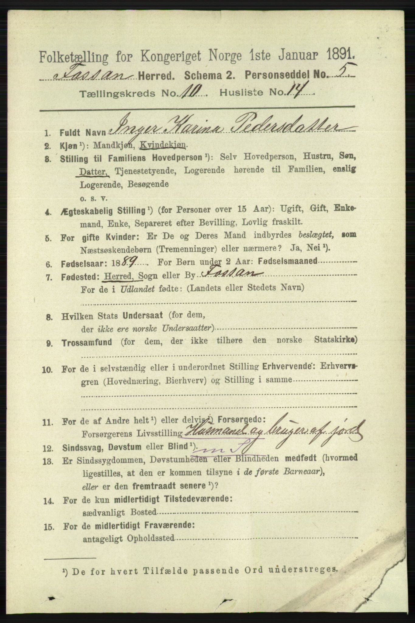 RA, 1891 census for 1129 Forsand, 1891, p. 1770