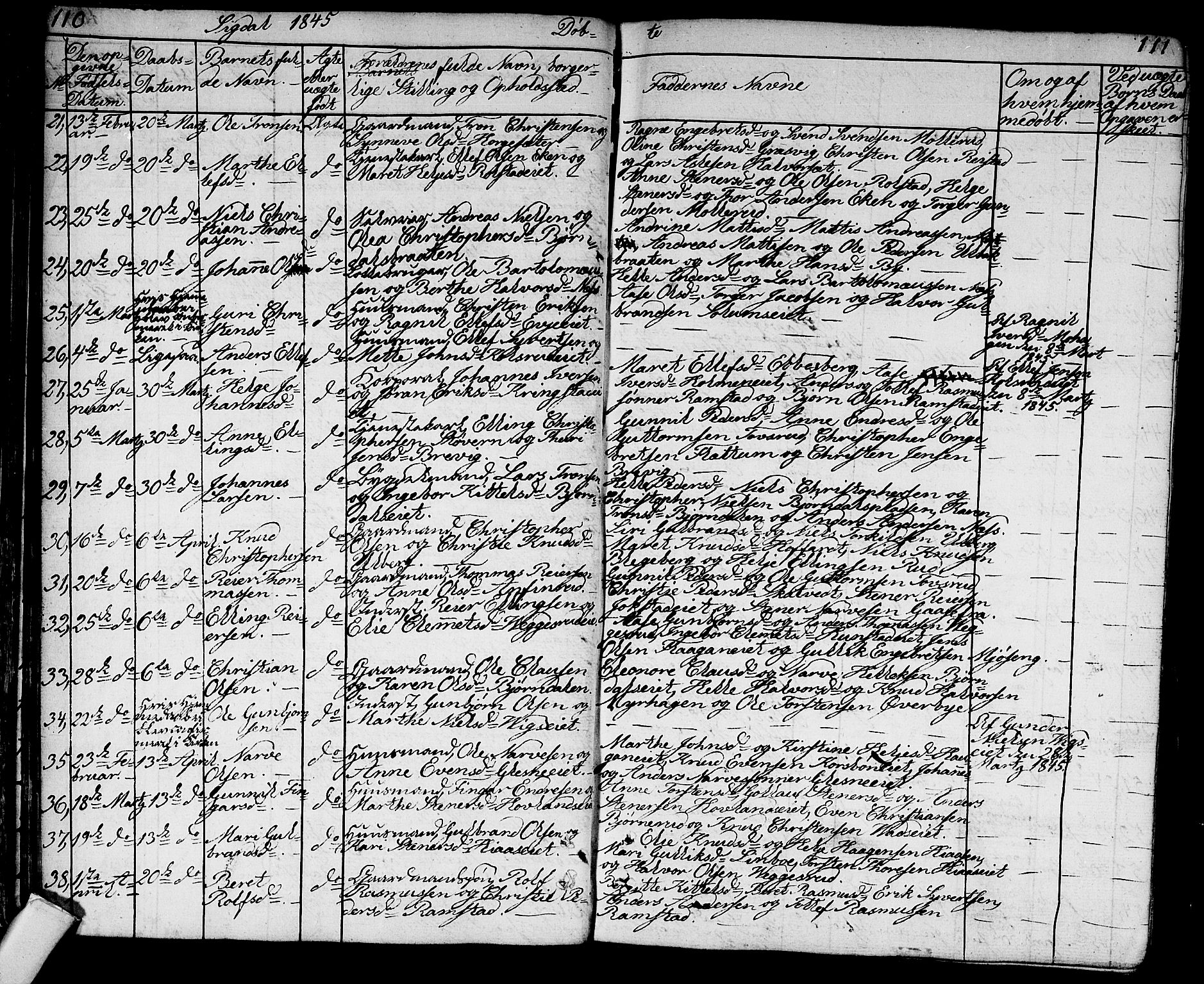 Sigdal kirkebøker, AV/SAKO-A-245/G/Ga/L0002: Parish register (copy) no. I 2, 1835-1856, p. 110-111