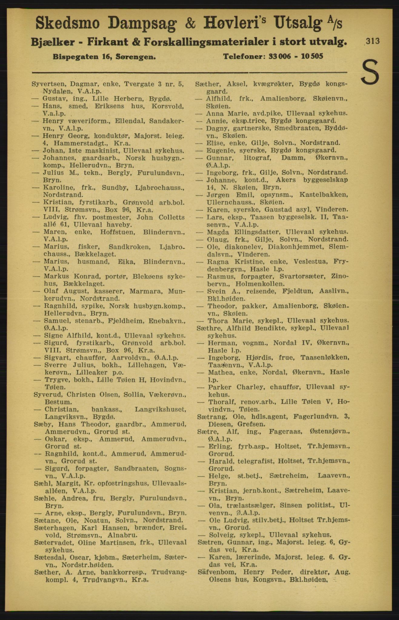 Aker adressebok/adressekalender, PUBL/001/A/003: Akers adressekalender, 1924-1925, p. 313