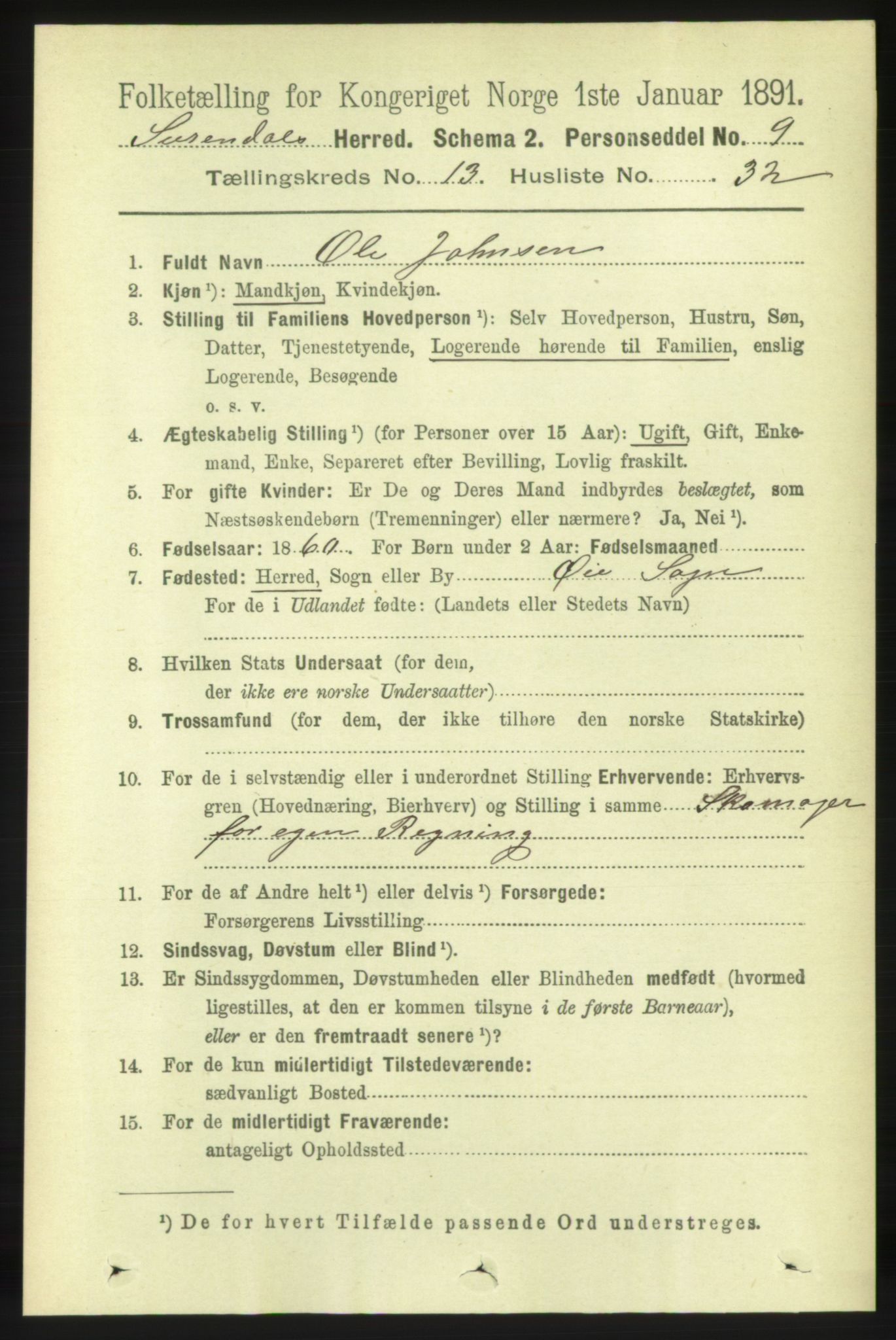RA, 1891 census for 1566 Surnadal, 1891, p. 3342