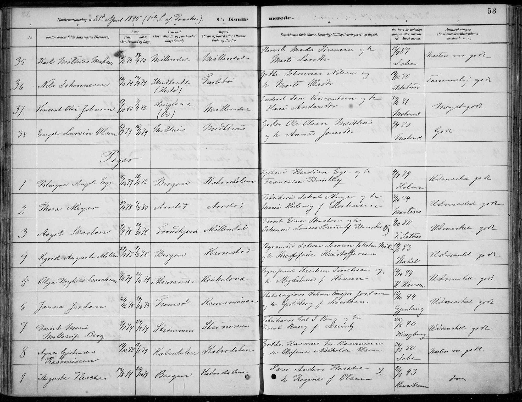 Årstad Sokneprestembete, AV/SAB-A-79301/H/Haa/L0006: Parish register (official) no. B 1, 1886-1901, p. 53