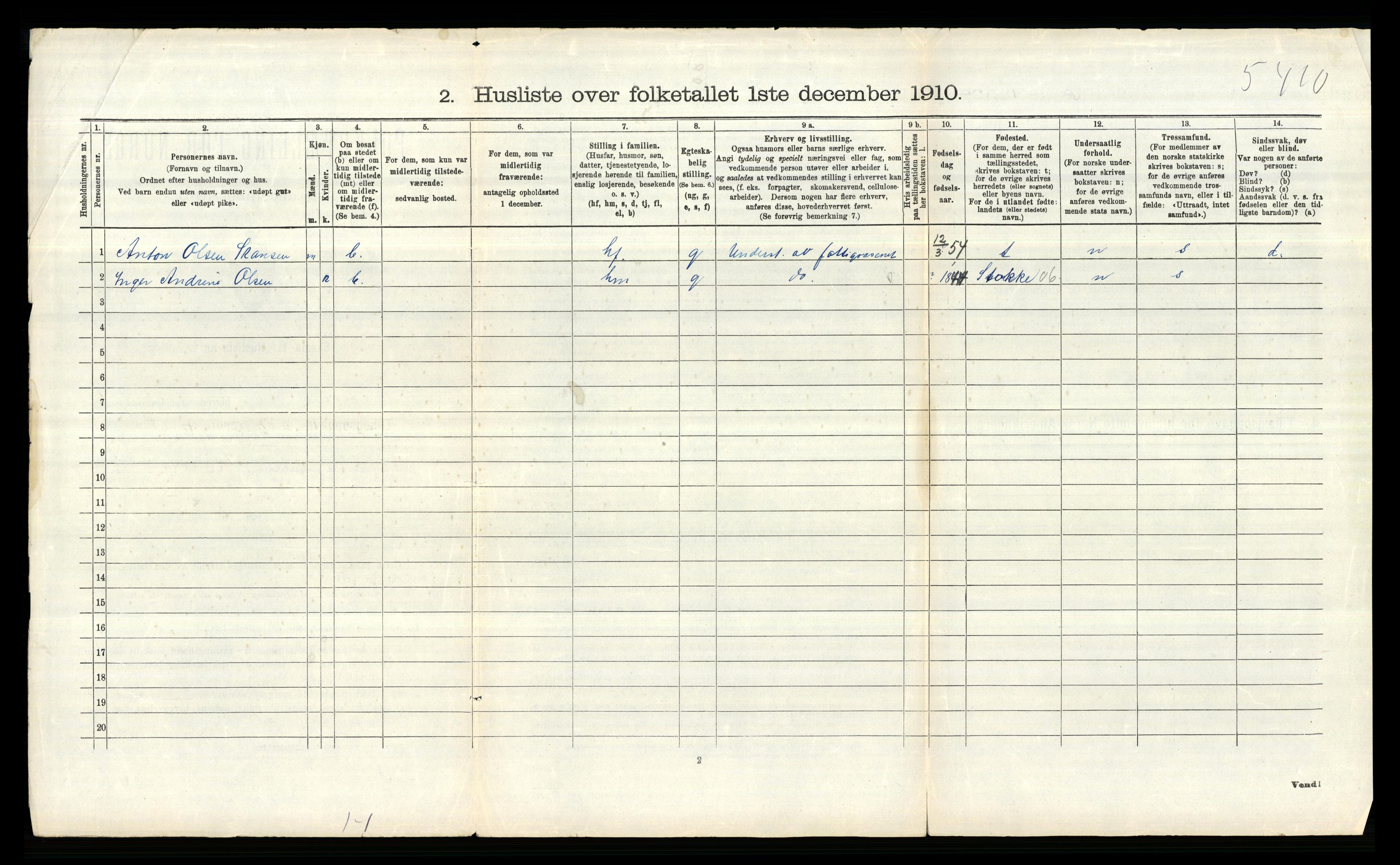 RA, 1910 census for Asker, 1910, p. 337