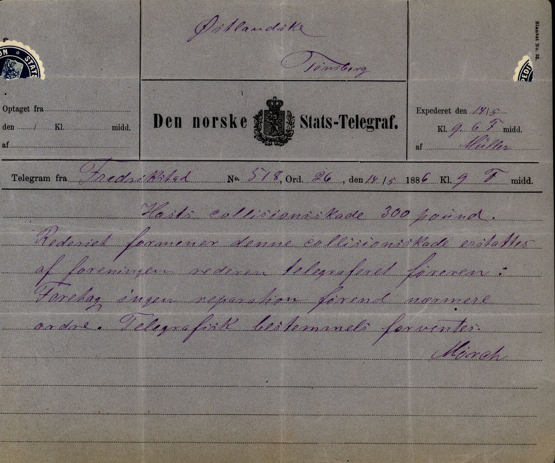 Pa 63 - Østlandske skibsassuranceforening, VEMU/A-1079/G/Ga/L0019/0007: Havaridokumenter / Flora, Foldin, Fix, Flora, Hast, Kvik, Pehr, 1886-1887, p. 26