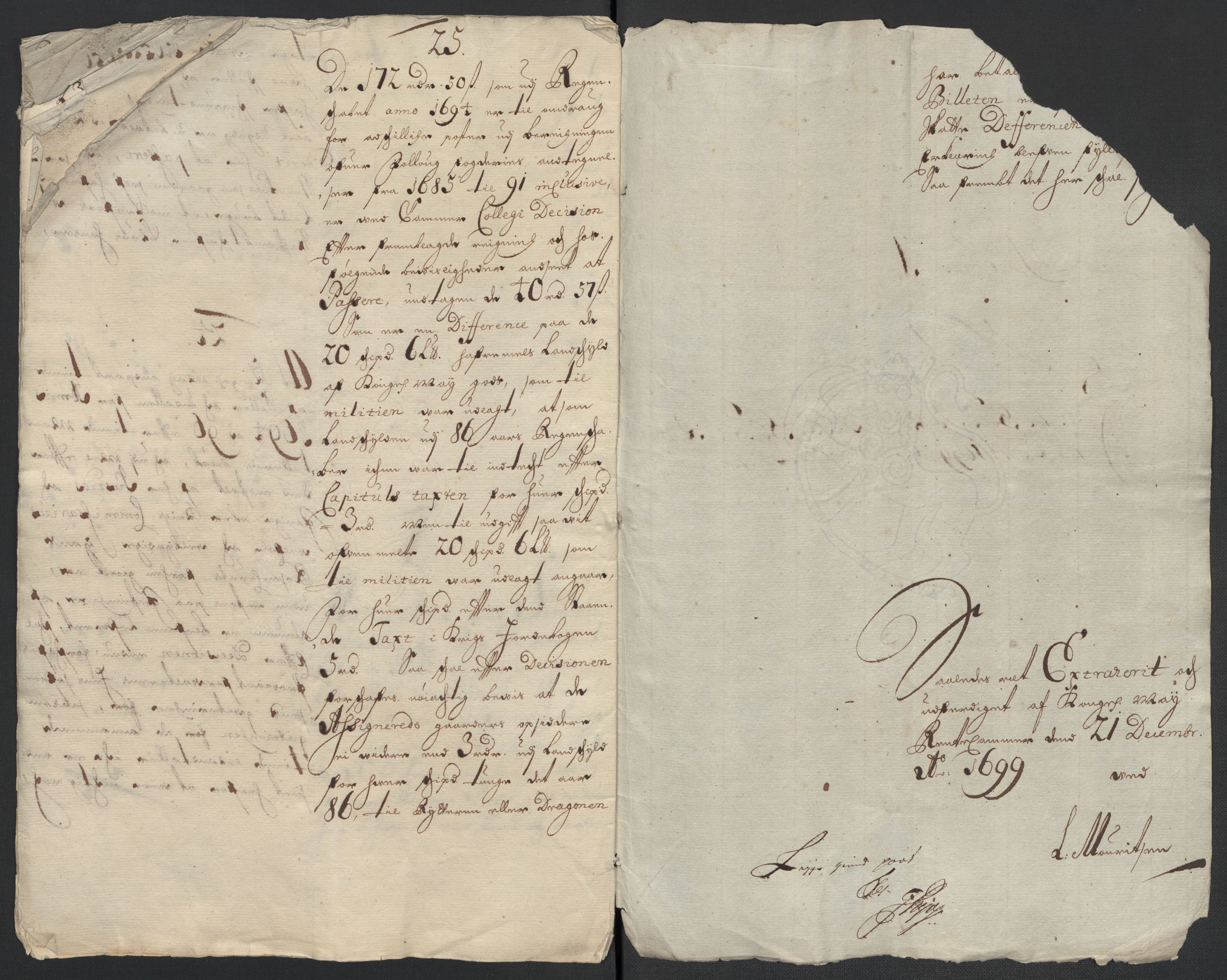 Rentekammeret inntil 1814, Reviderte regnskaper, Fogderegnskap, RA/EA-4092/R13/L0837: Fogderegnskap Solør, Odal og Østerdal, 1699, p. 22