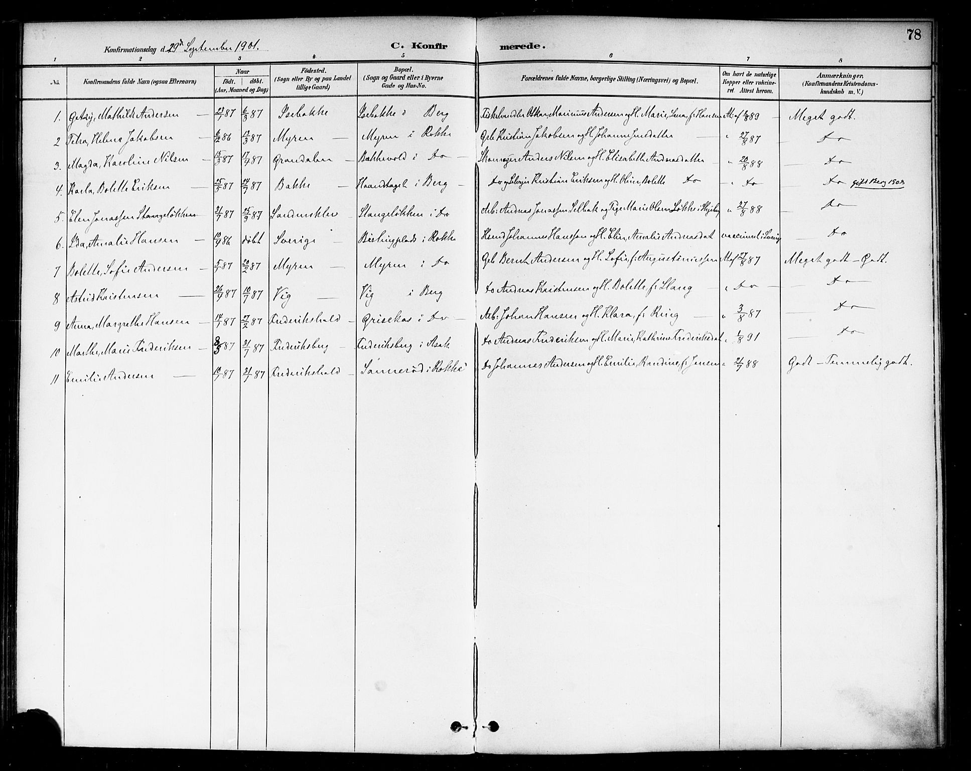 Berg prestekontor Kirkebøker, AV/SAO-A-10902/F/Fa/L0007: Parish register (official) no. I 7, 1888-1902, p. 78