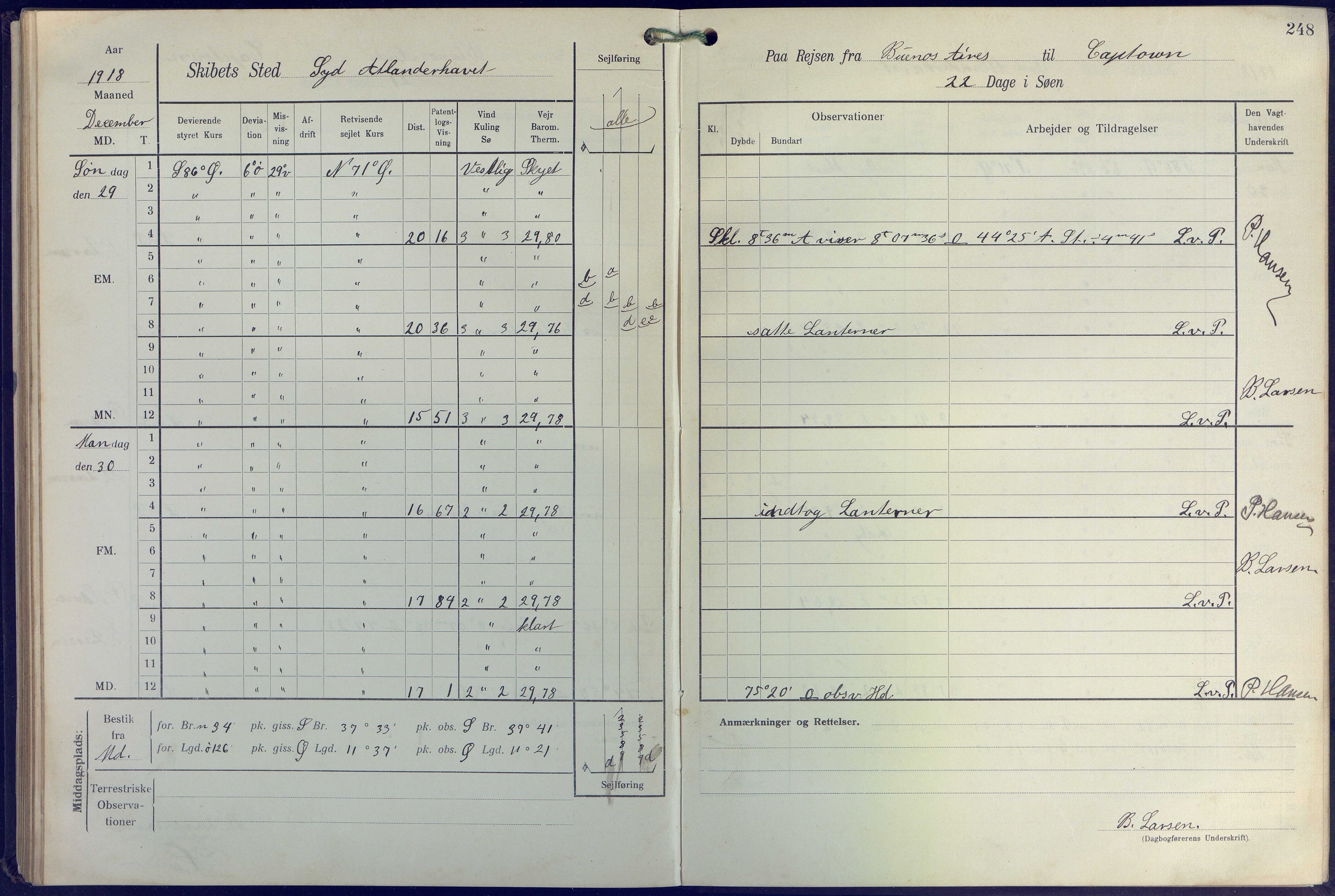 Fartøysarkivet, AAKS/PA-1934/F/L0271: Pehr Ugland (bark), 1917-1919, p. 248