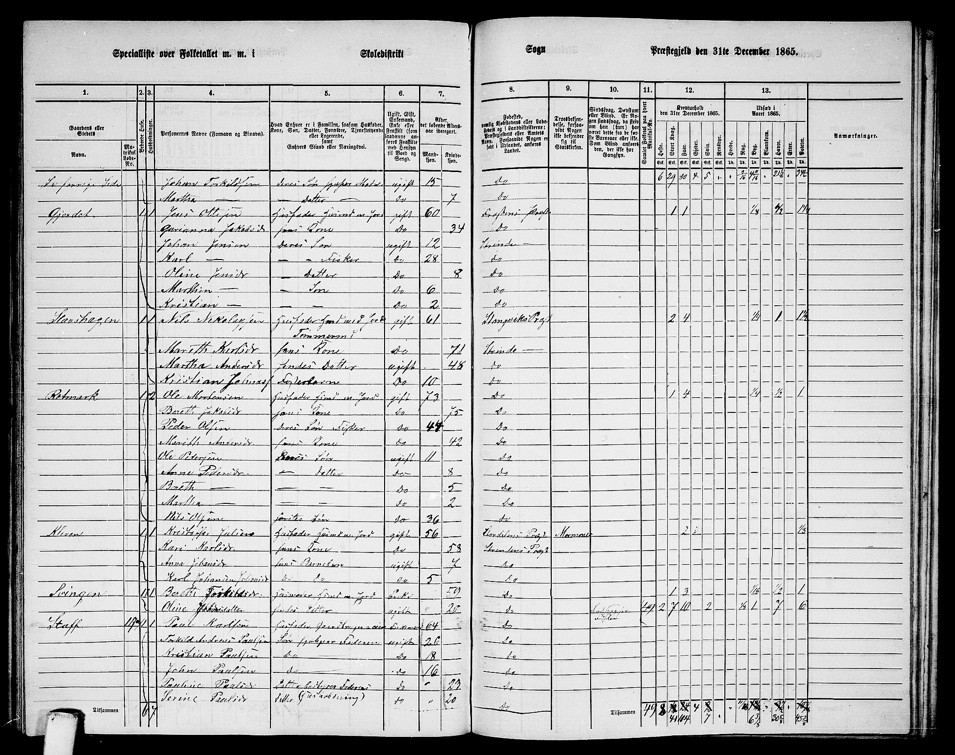 RA, 1865 census for Strinda, 1865, p. 231