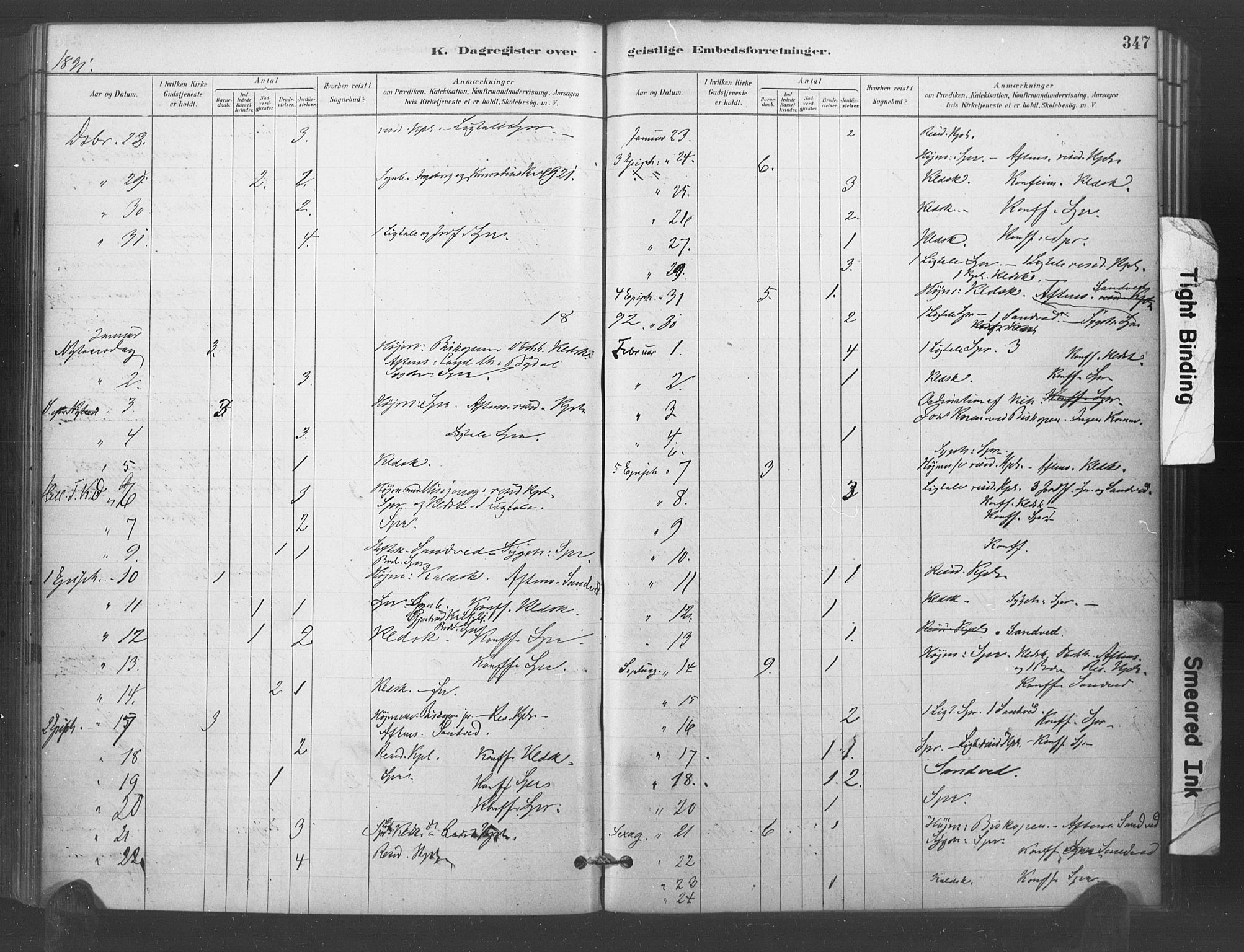 Kristiansand domprosti, AV/SAK-1112-0006/F/Fa/L0018: Parish register (official) no. A 17, 1880-1892, p. 347