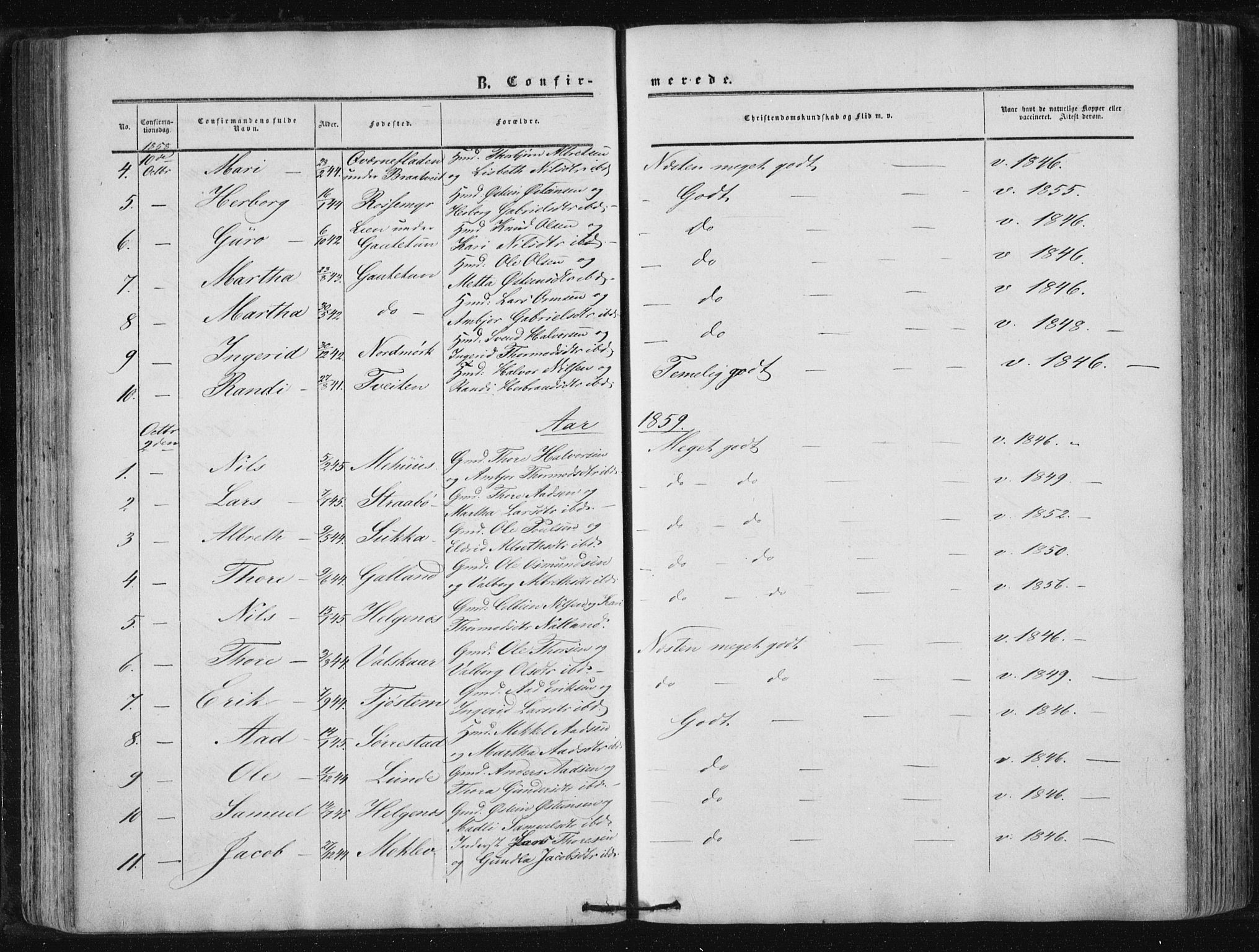 Suldal sokneprestkontor, AV/SAST-A-101845/01/IV/L0009: Parish register (official) no. A 9, 1854-1868