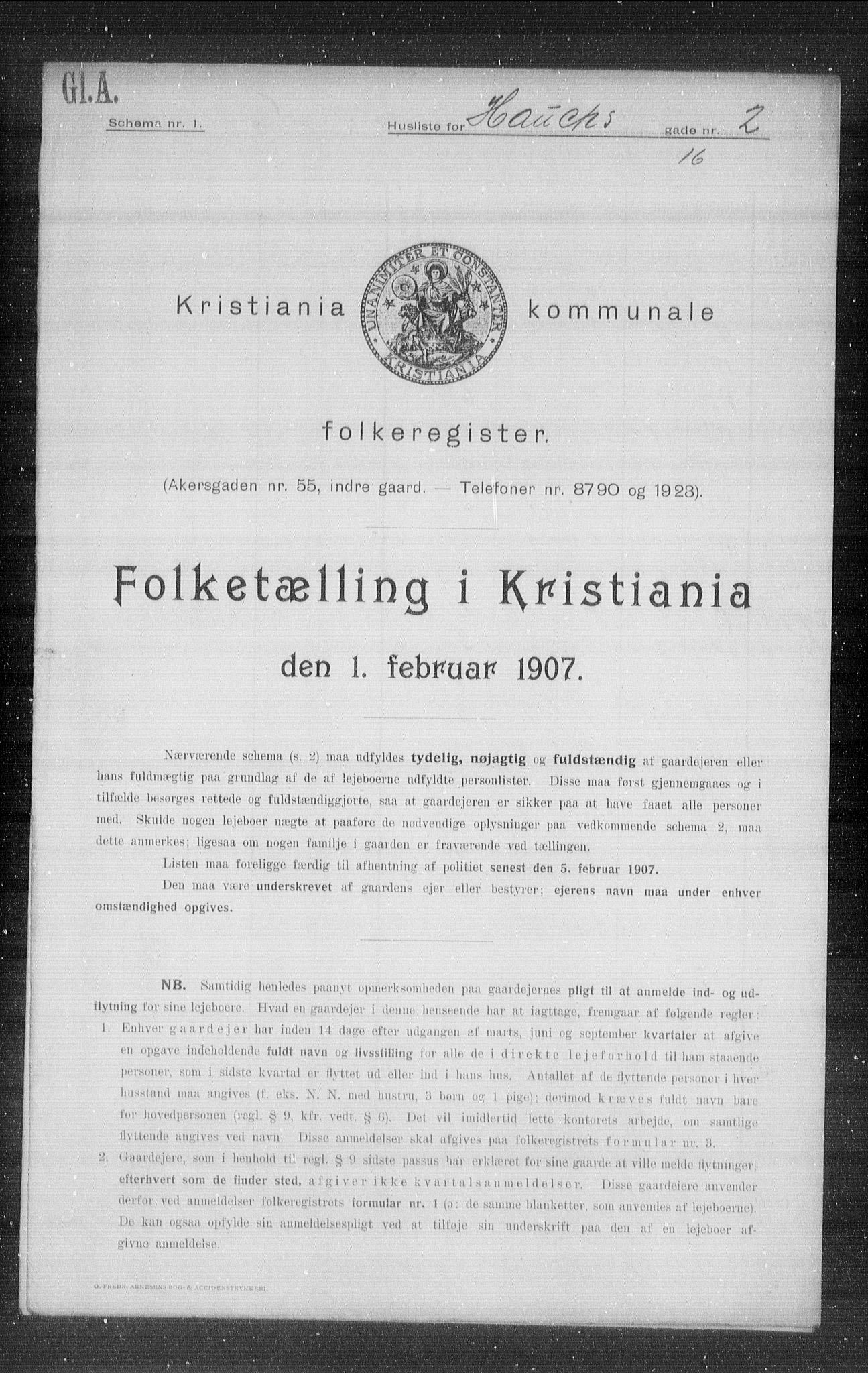OBA, Municipal Census 1907 for Kristiania, 1907, p. 18142