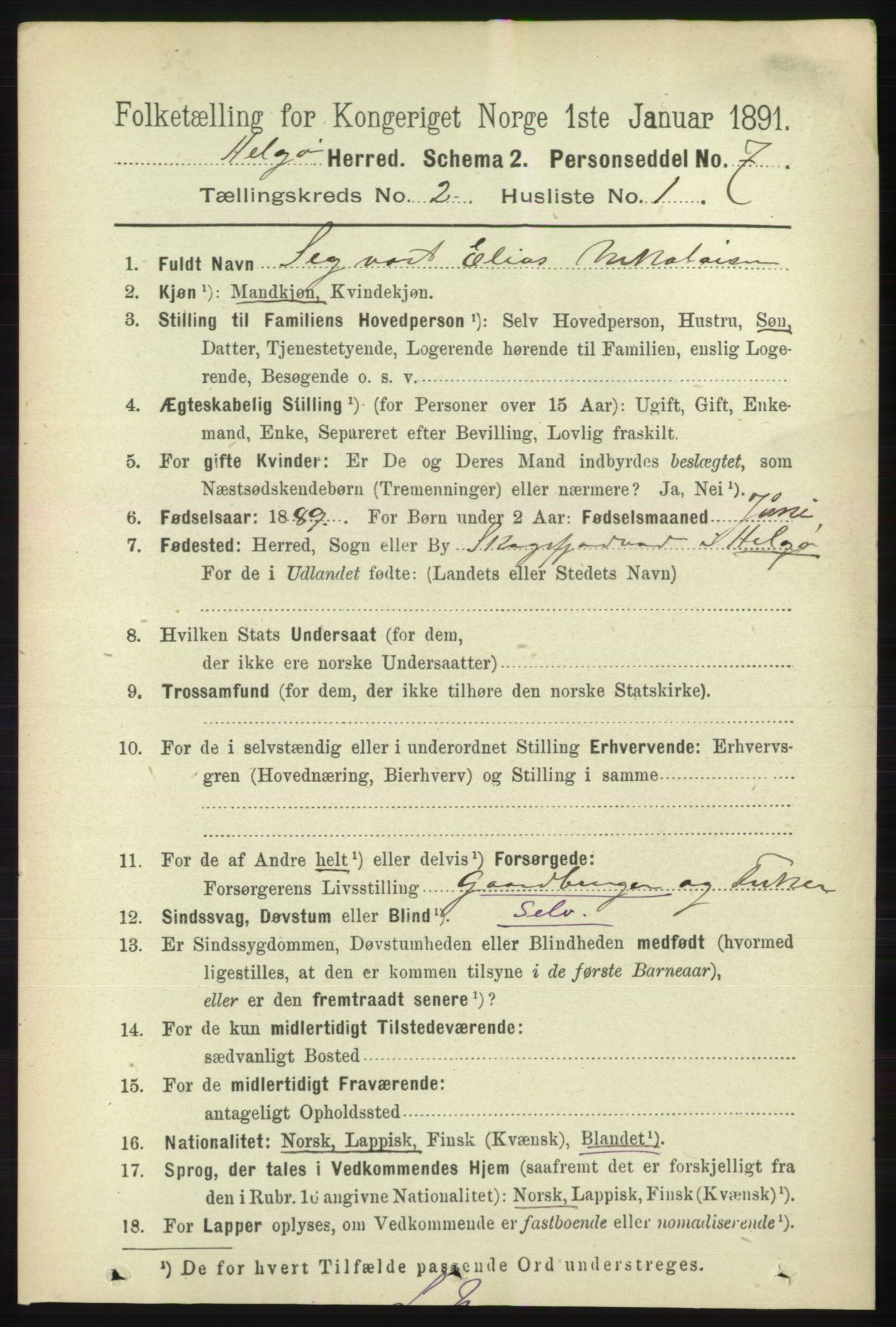 RA, 1891 census for 1935 Helgøy, 1891, p. 338