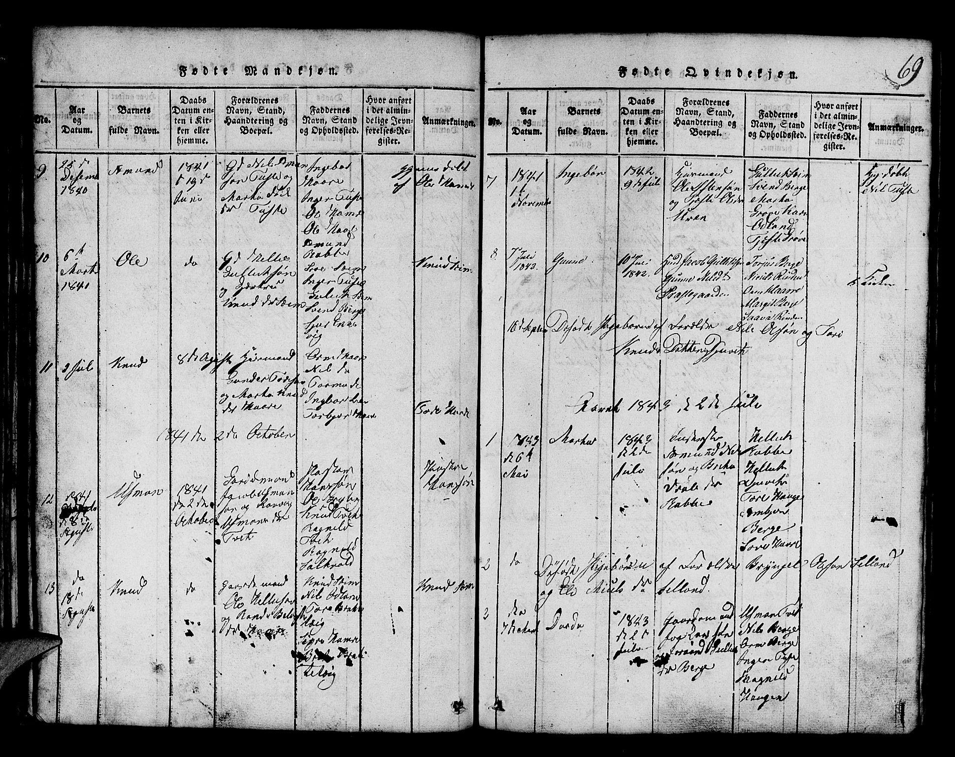 Røldal sokneprestembete, SAB/A-100247: Parish register (copy) no. A 1, 1817-1860, p. 69