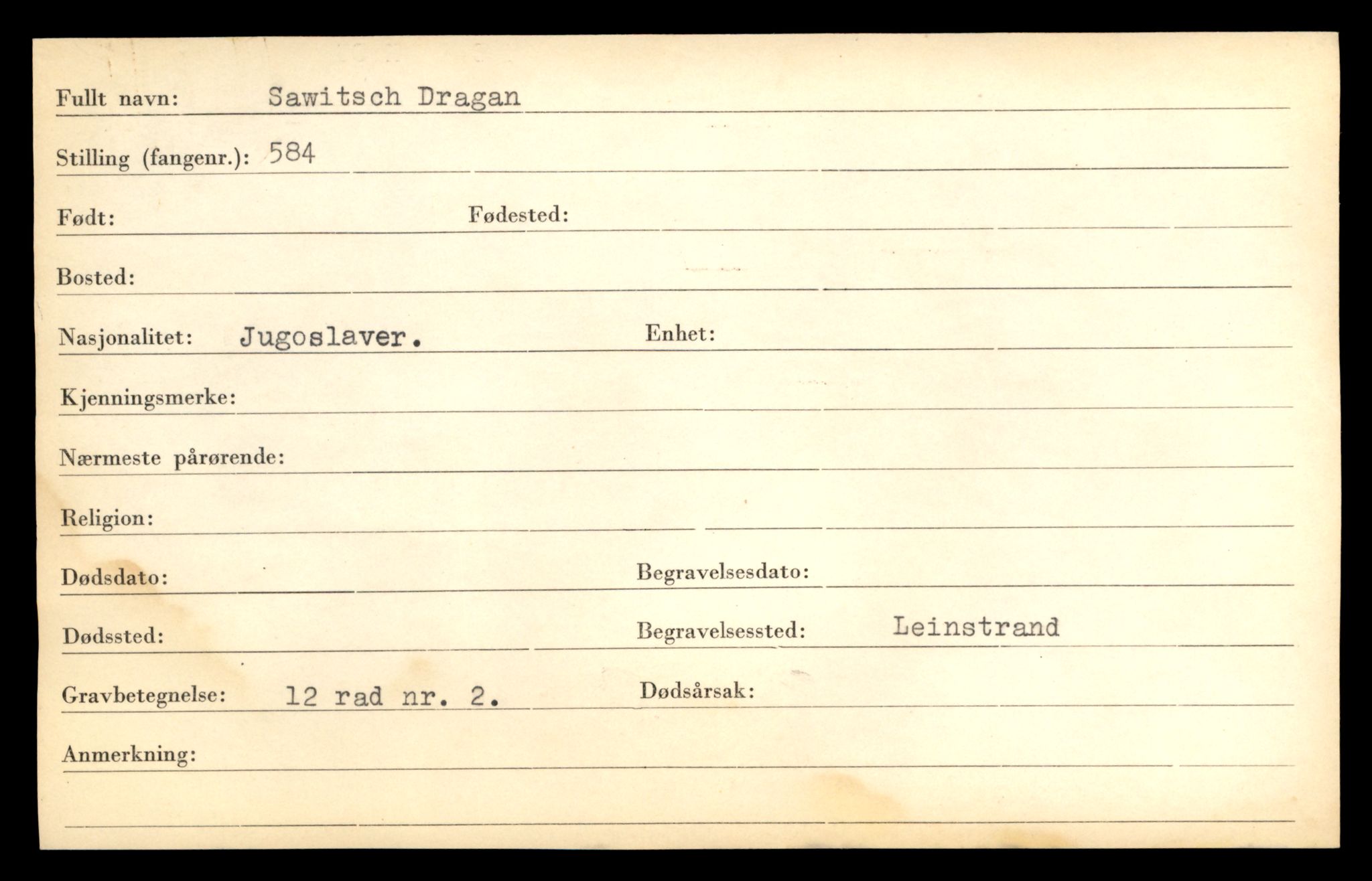 Distriktskontoret for krigsgraver, AV/SAT-A-5030/E/L0005: Kasett/kartotek over falne Britiske og tyske solater, samt andre nasjoners krigsgraver, 1945, p. 1897