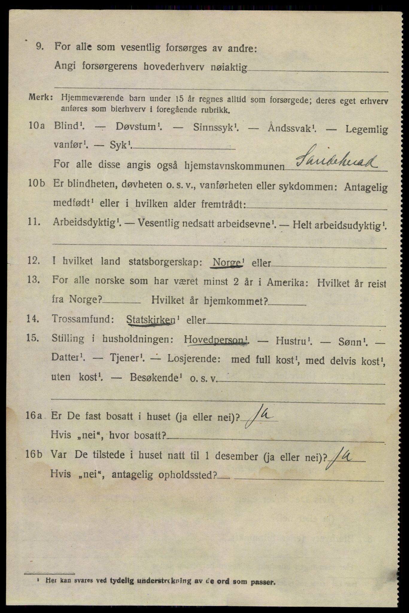 SAKO, 1920 census for Sandeherred, 1920, p. 4139