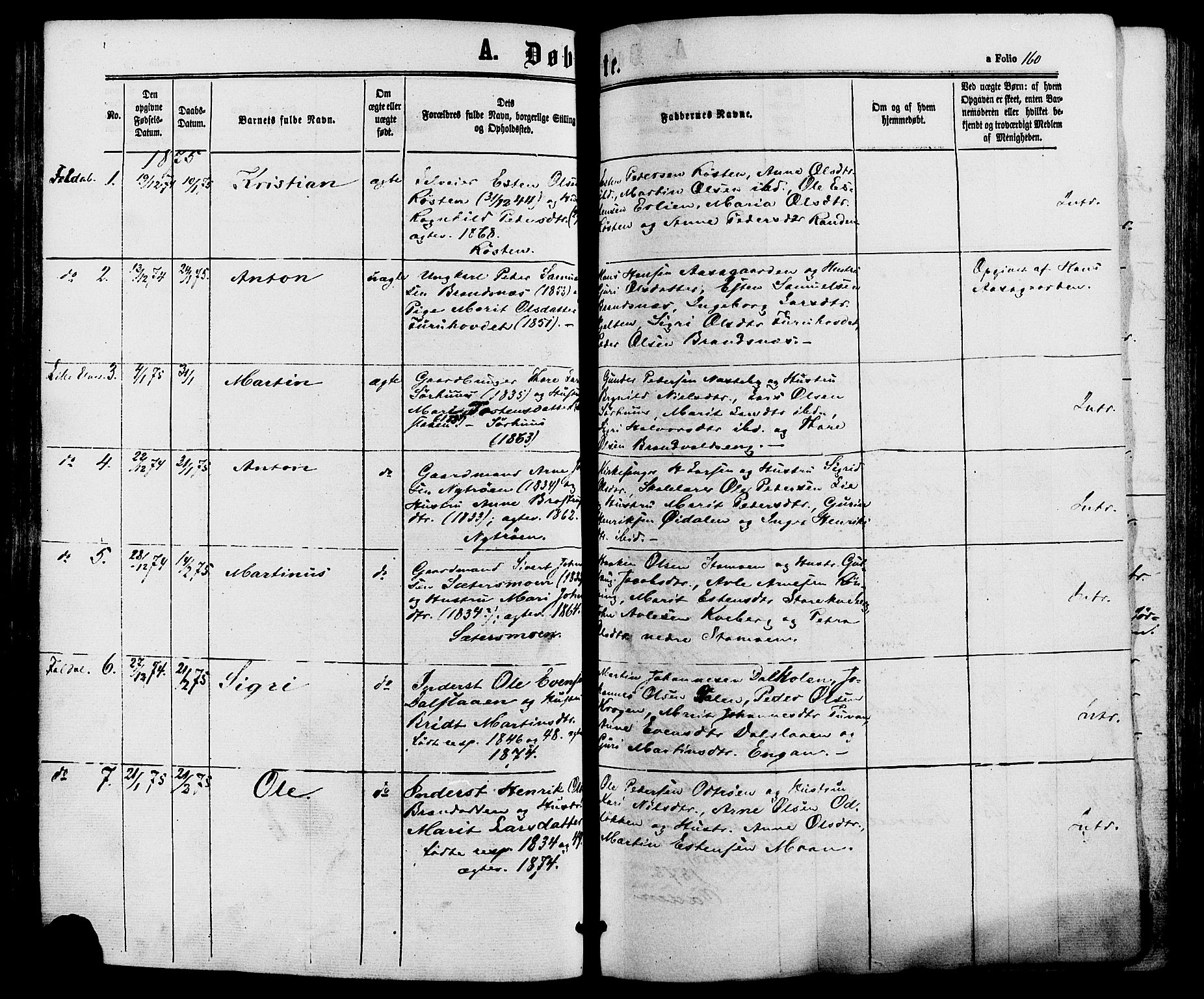 Alvdal prestekontor, AV/SAH-PREST-060/H/Ha/Haa/L0001: Parish register (official) no. 1, 1863-1882, p. 160