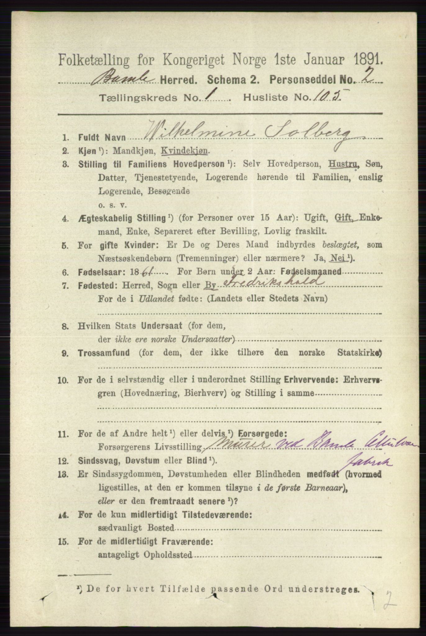 RA, 1891 census for 0814 Bamble, 1891, p. 933