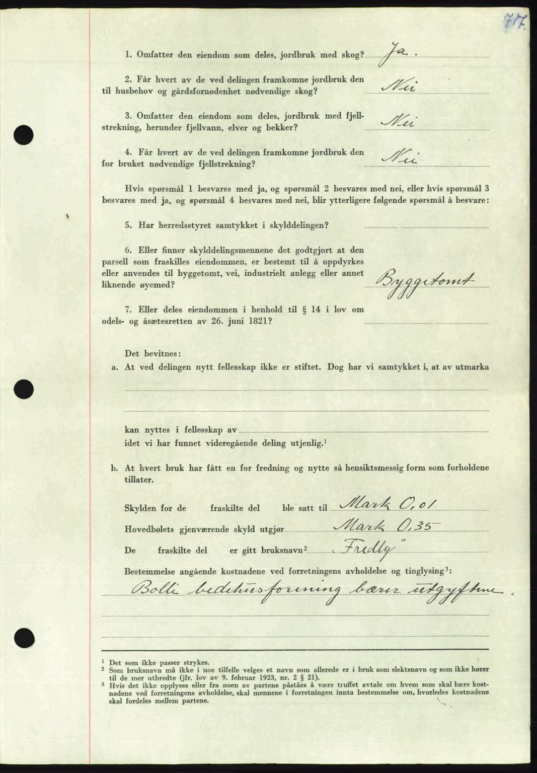 Nordmøre sorenskriveri, AV/SAT-A-4132/1/2/2Ca: Mortgage book no. A105, 1947-1947, Diary no: : 1809/1947